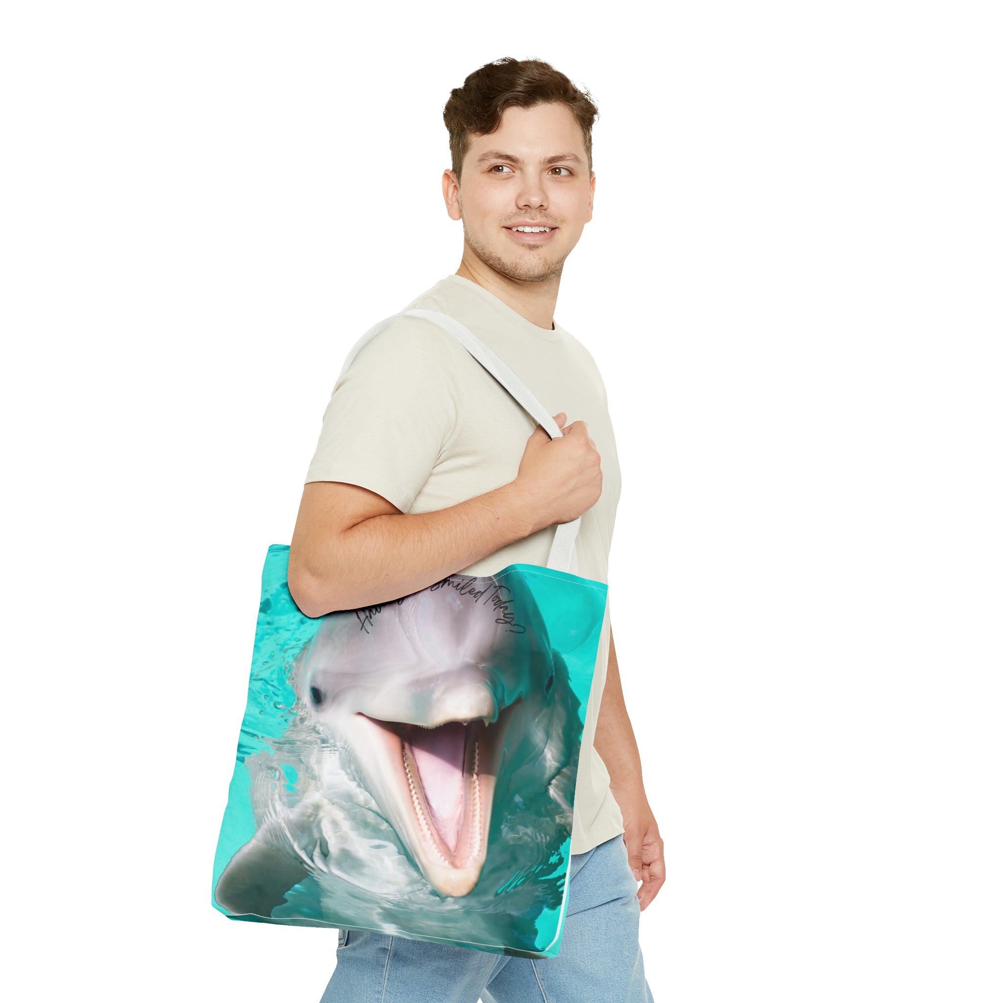 "Dolphin Smiled Today" Tote Bag (AOP)