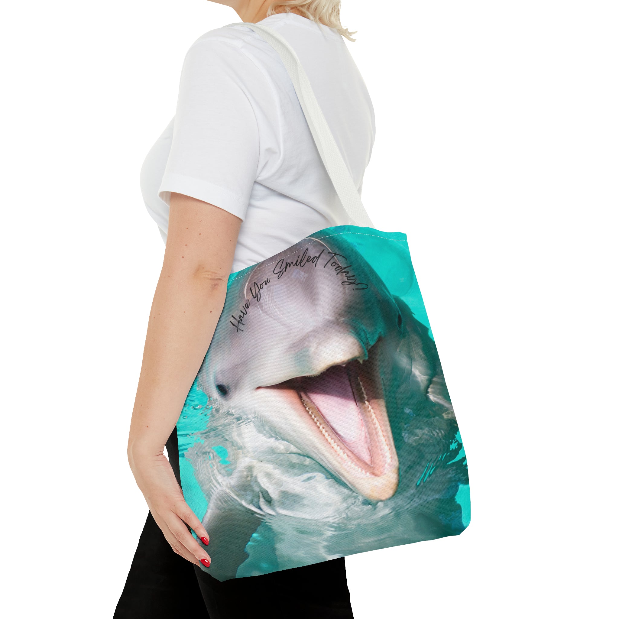 "Dolphin Smiled Today" Tote Bag (AOP)