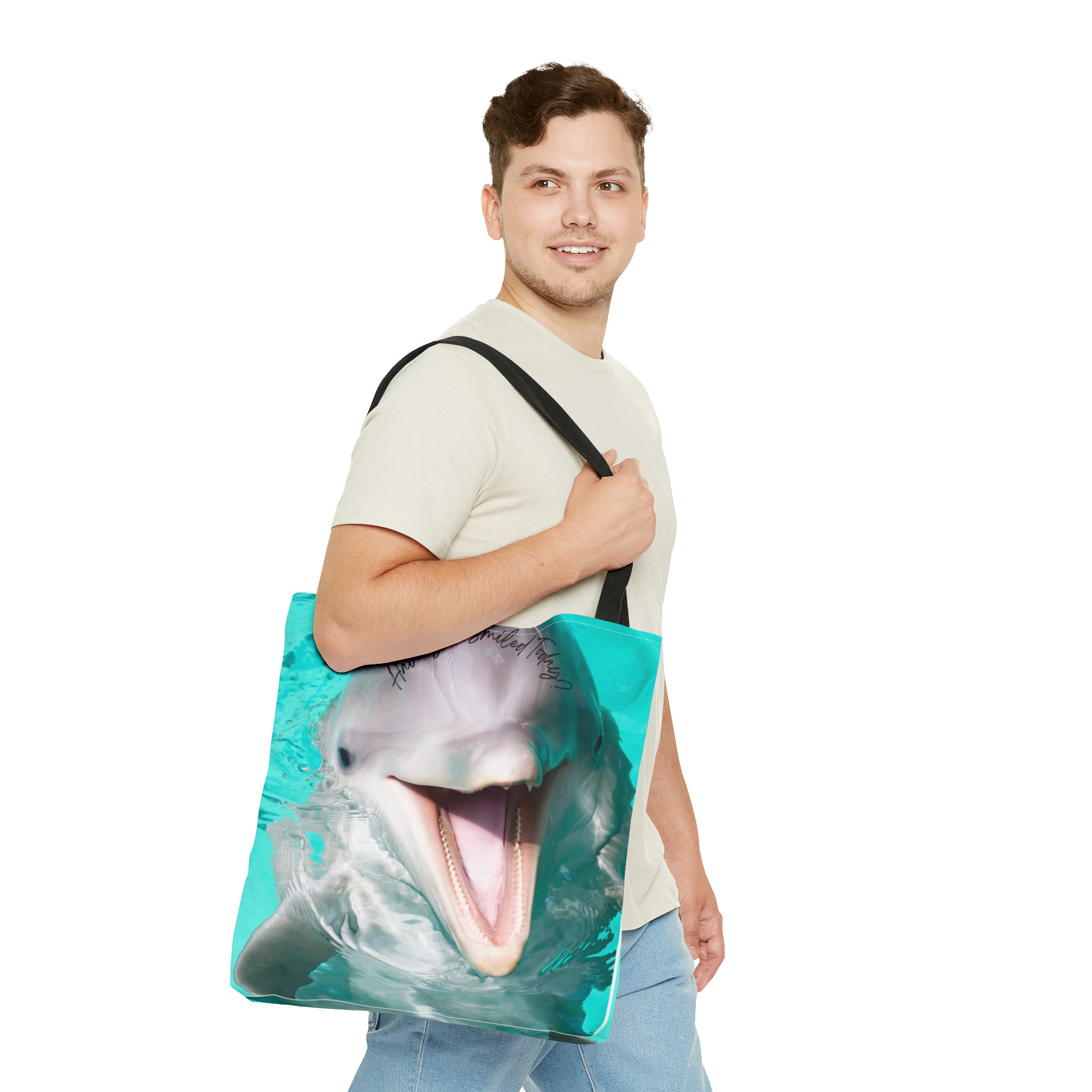 "Dolphin Smiled Today" Tote Bag (AOP)