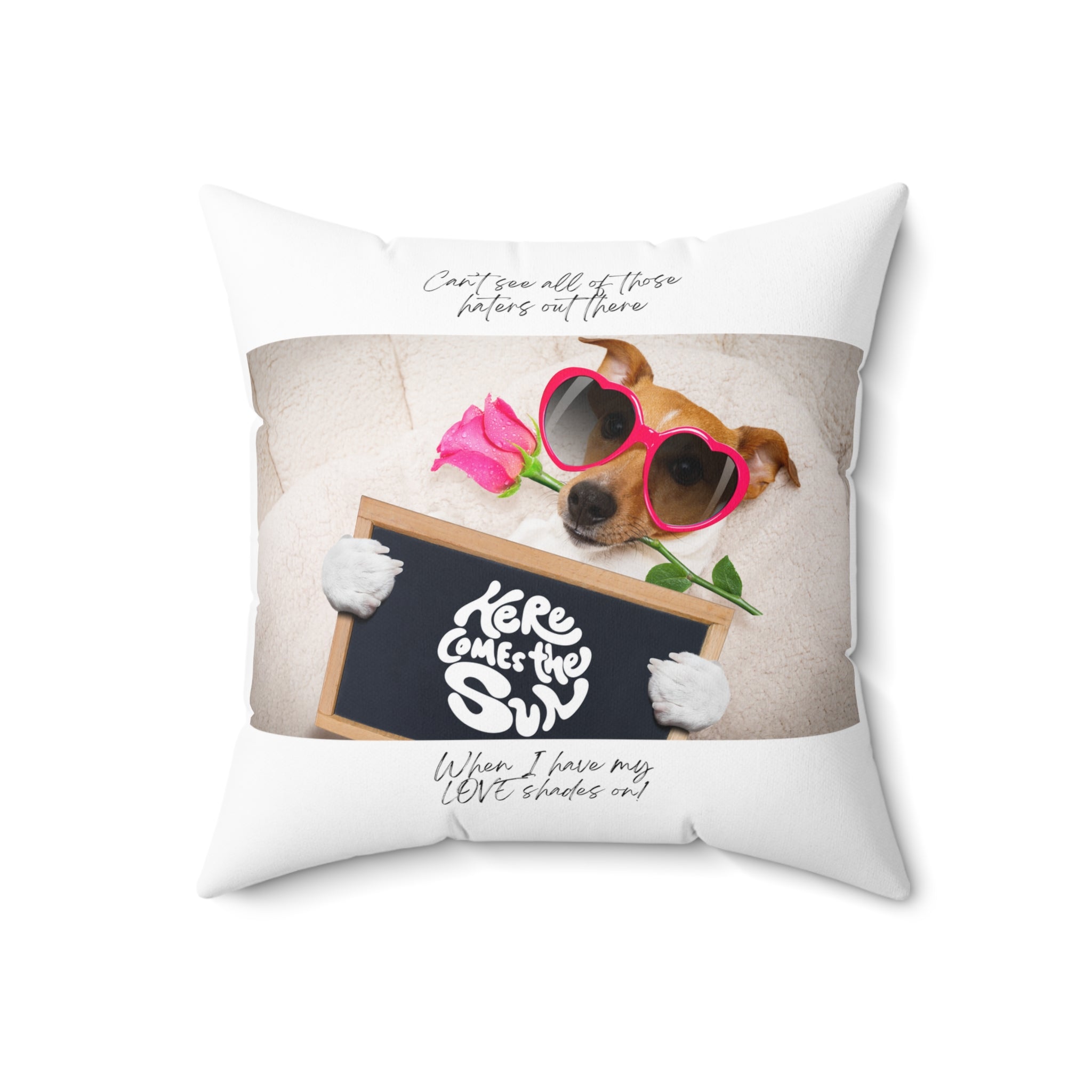"Dog Love Shades" Spun Polyester Square Pillow