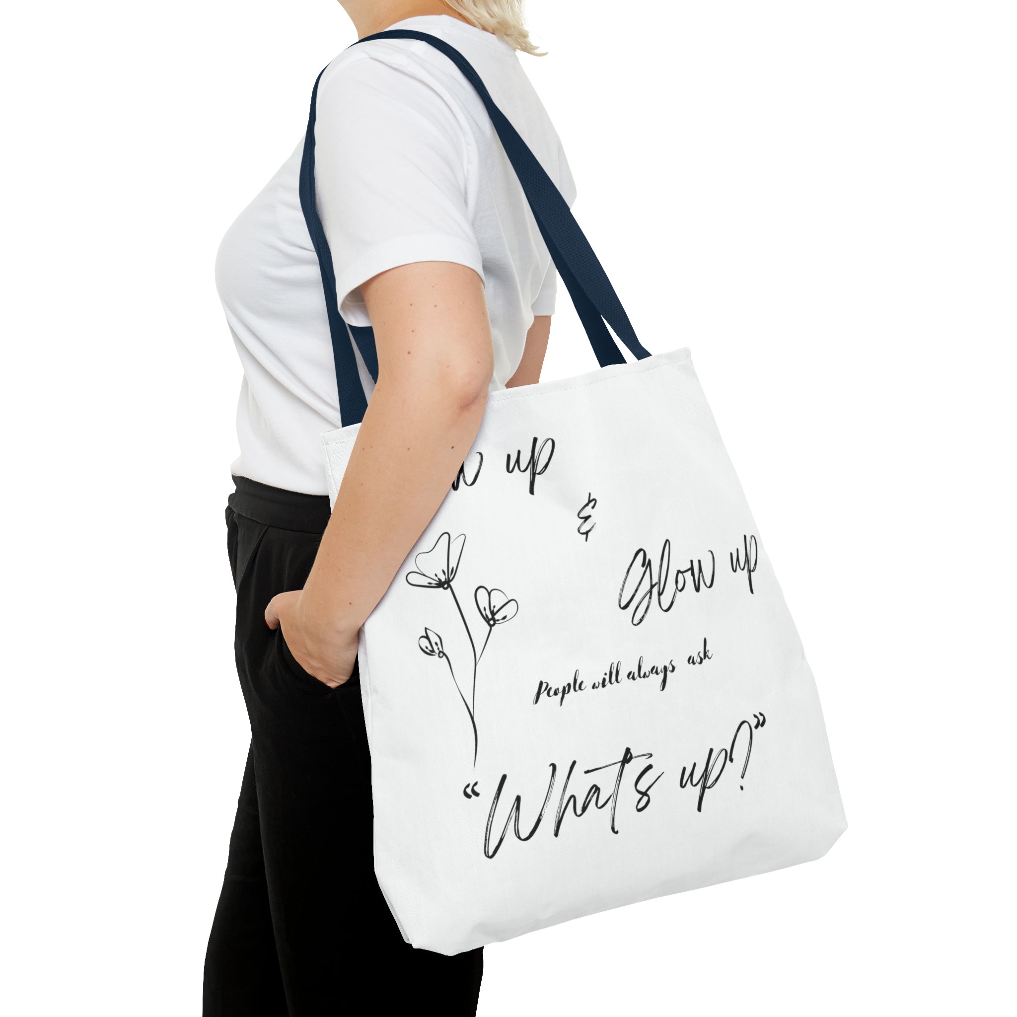 Show Up & Glow Up" Tote Bag (AOP)