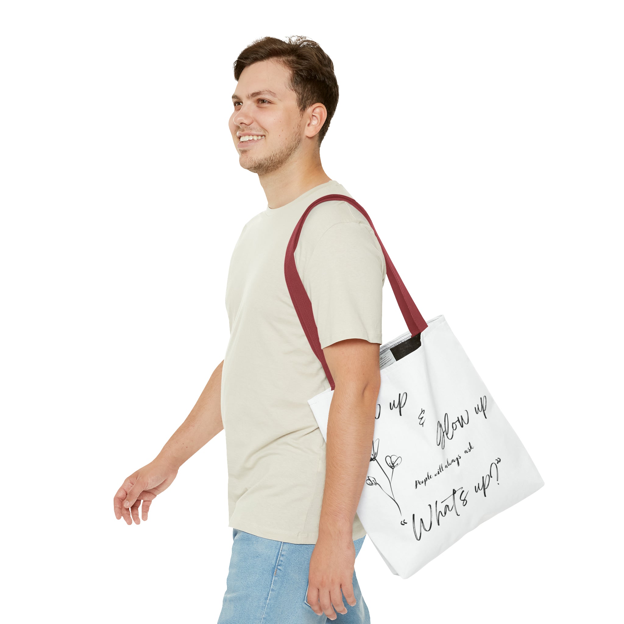 Show Up & Glow Up" Tote Bag (AOP)