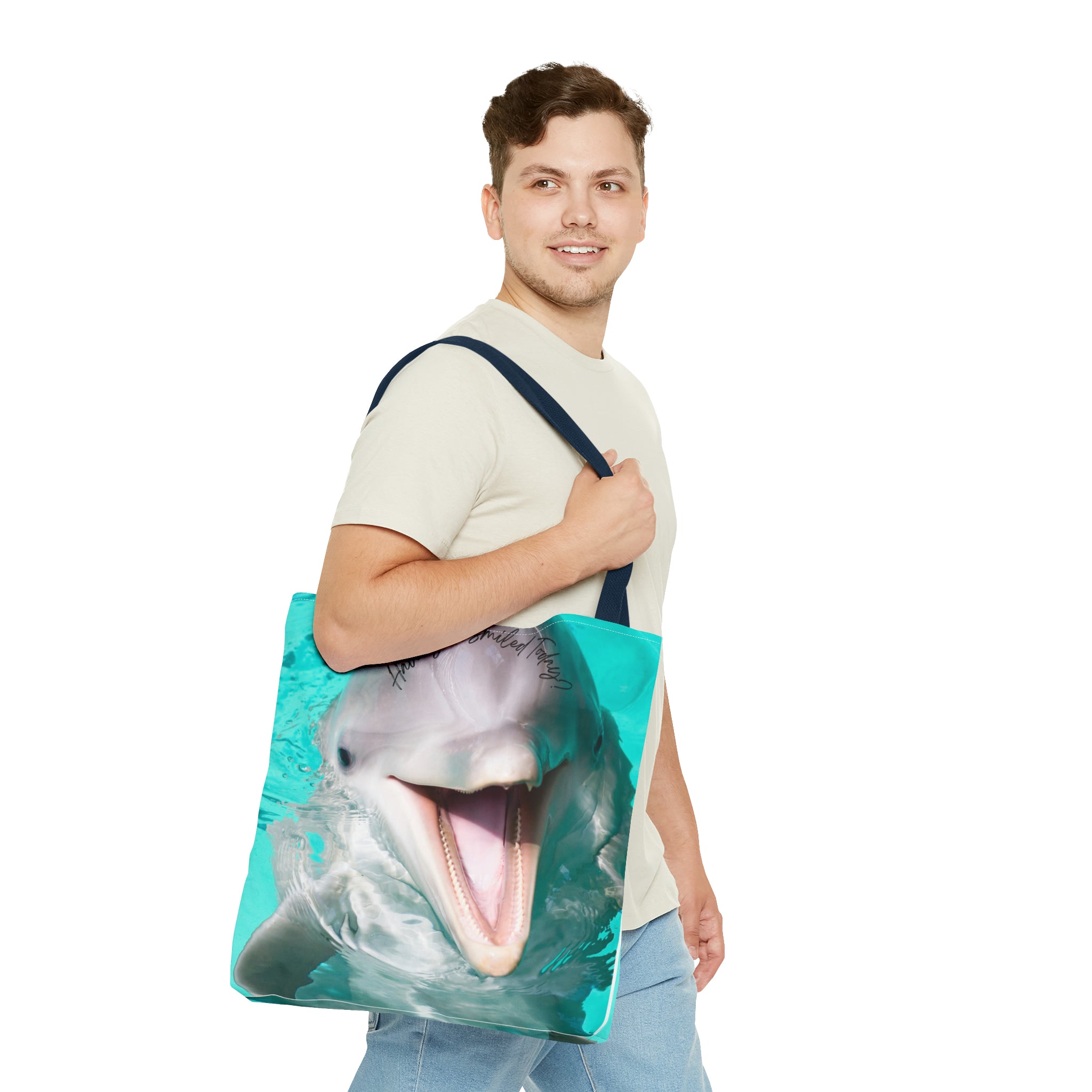 "Dolphin Smiled Today" Tote Bag (AOP)