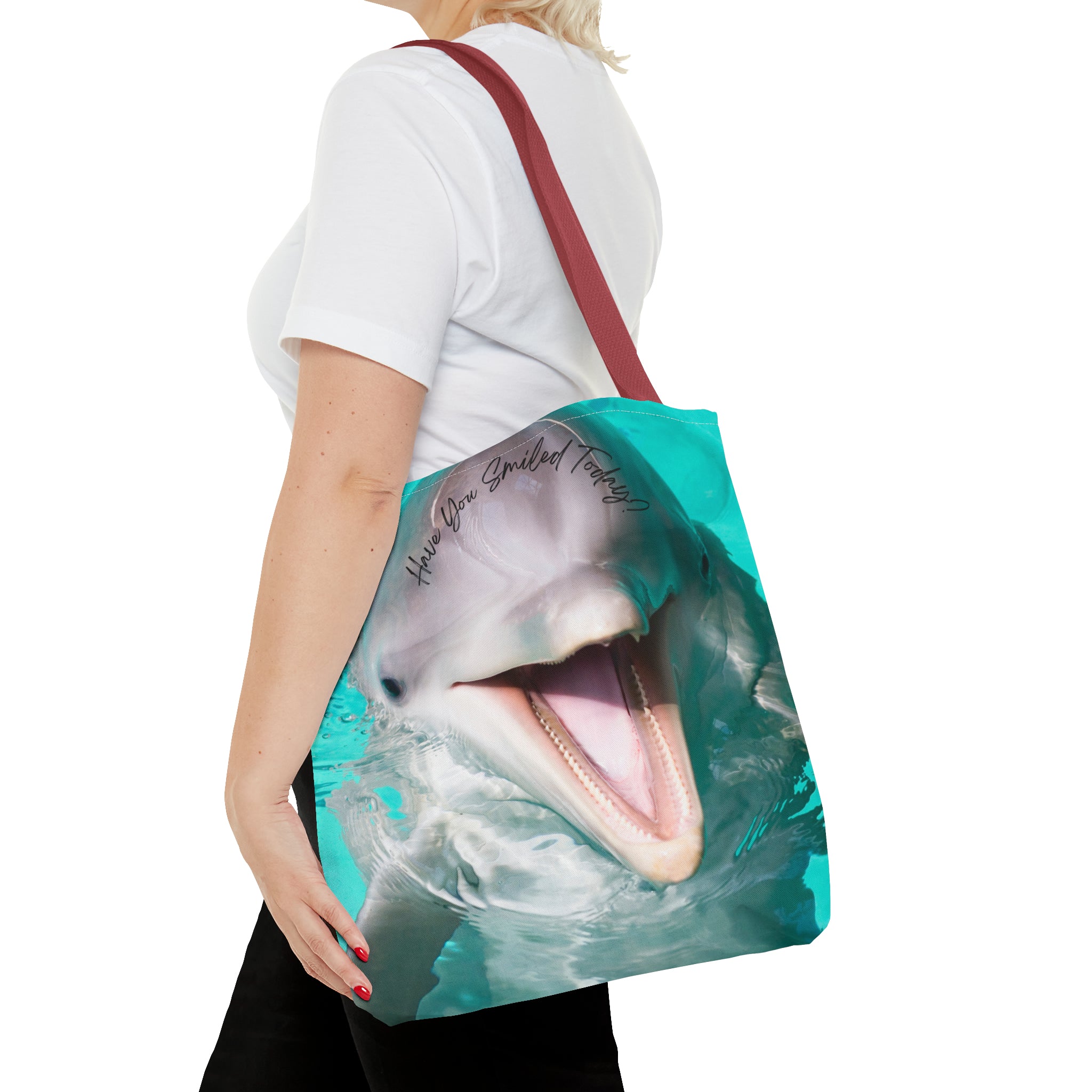 "Dolphin Smiled Today" Tote Bag (AOP)