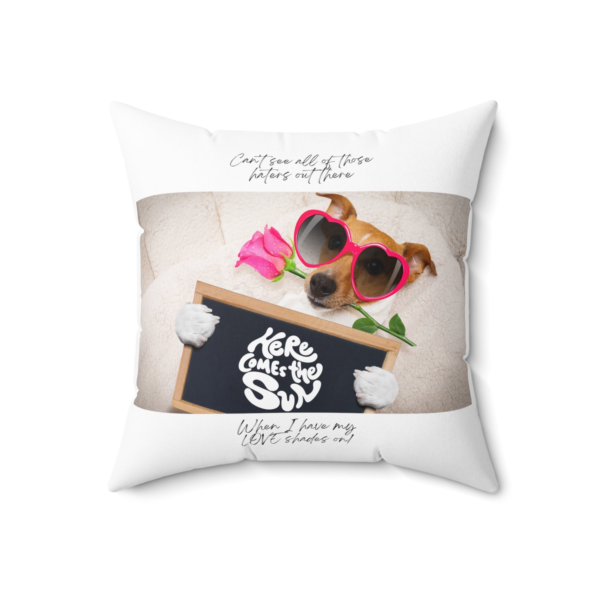 "Dog Love Shades" Spun Polyester Square Pillow