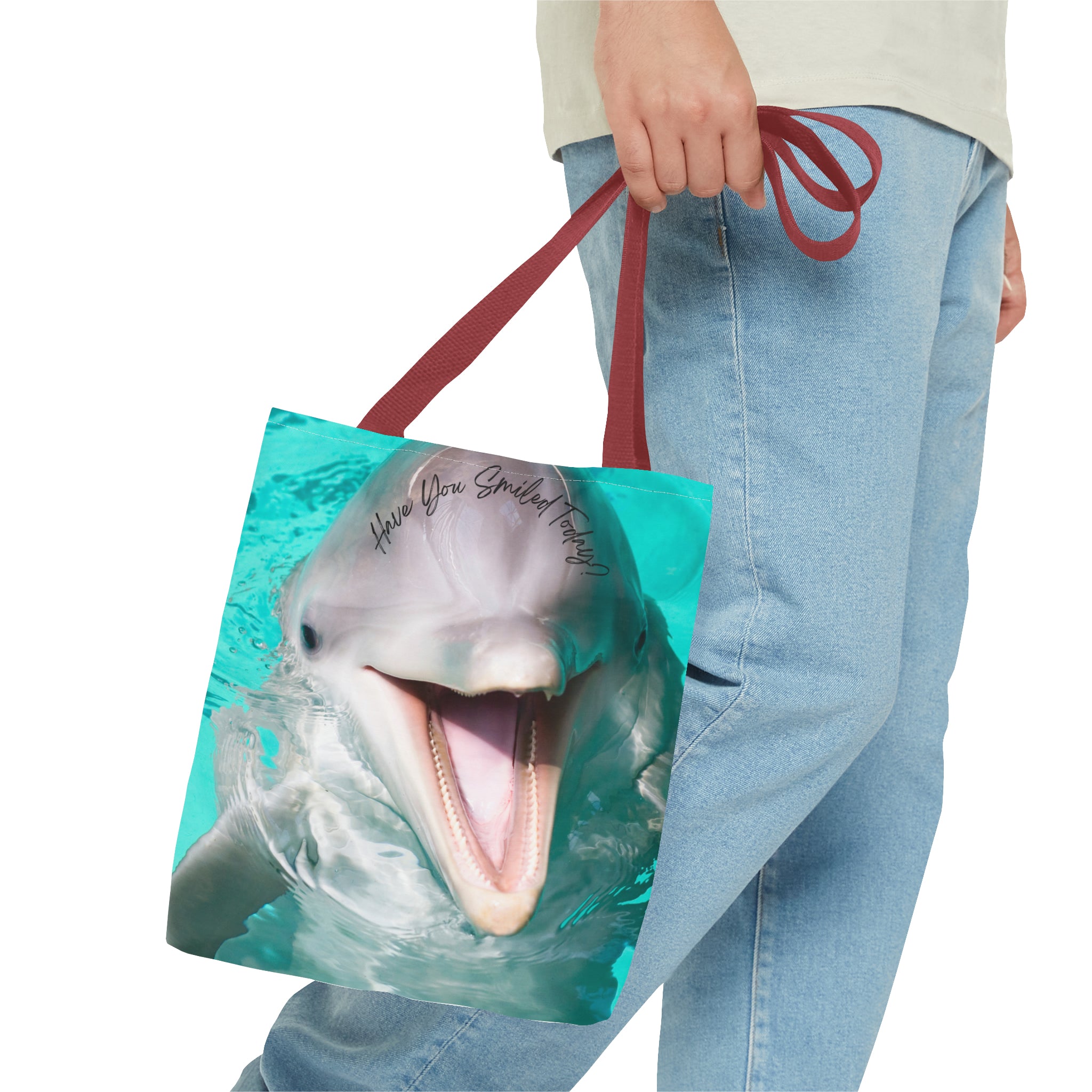 "Dolphin Smiled Today" Tote Bag (AOP)
