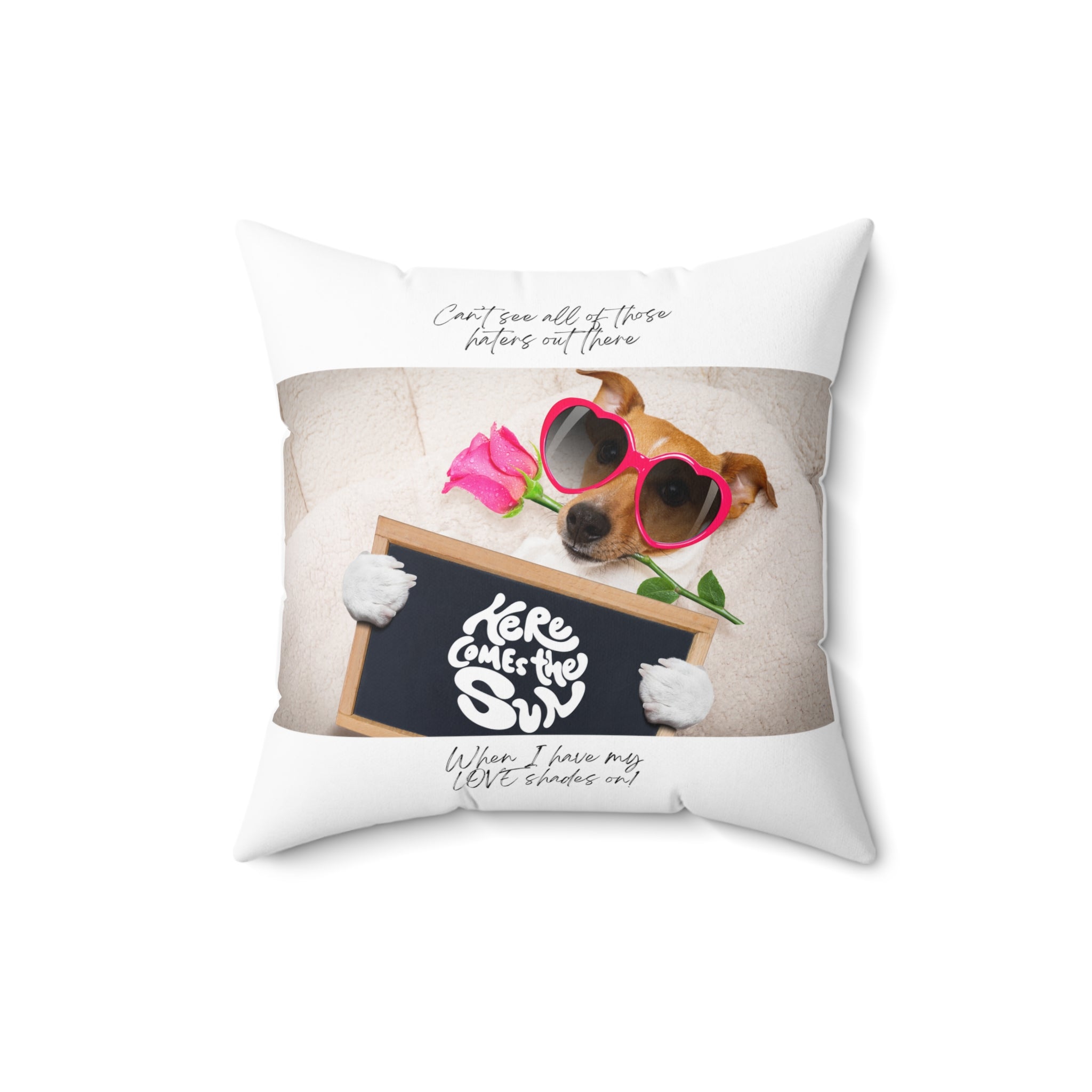 "Dog Love Shades" Spun Polyester Square Pillow