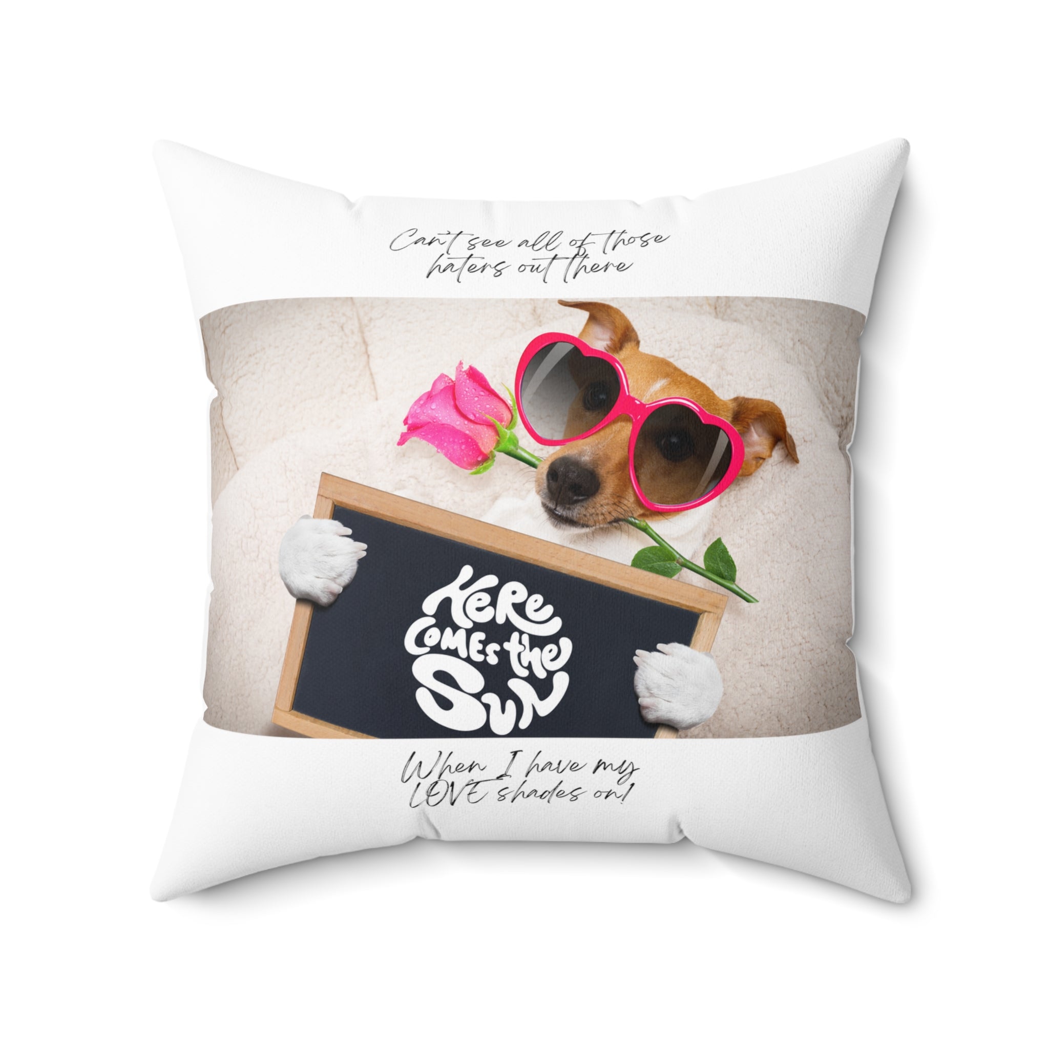 "Dog Love Shades" Spun Polyester Square Pillow