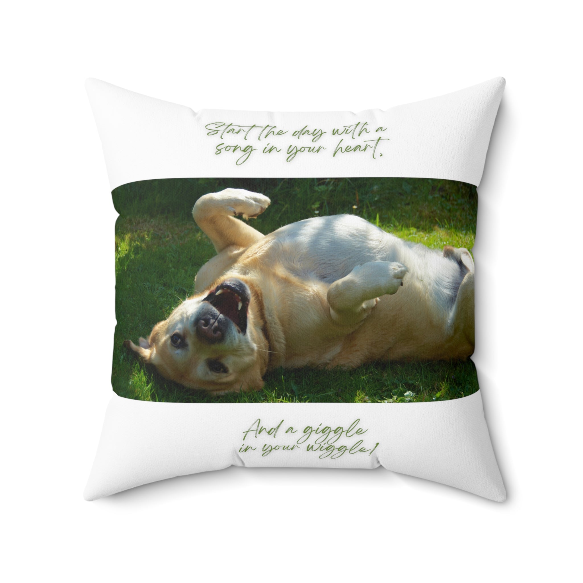 "Dog Song Heart Wiggle Giggle" Spun Polyester Square Pillow