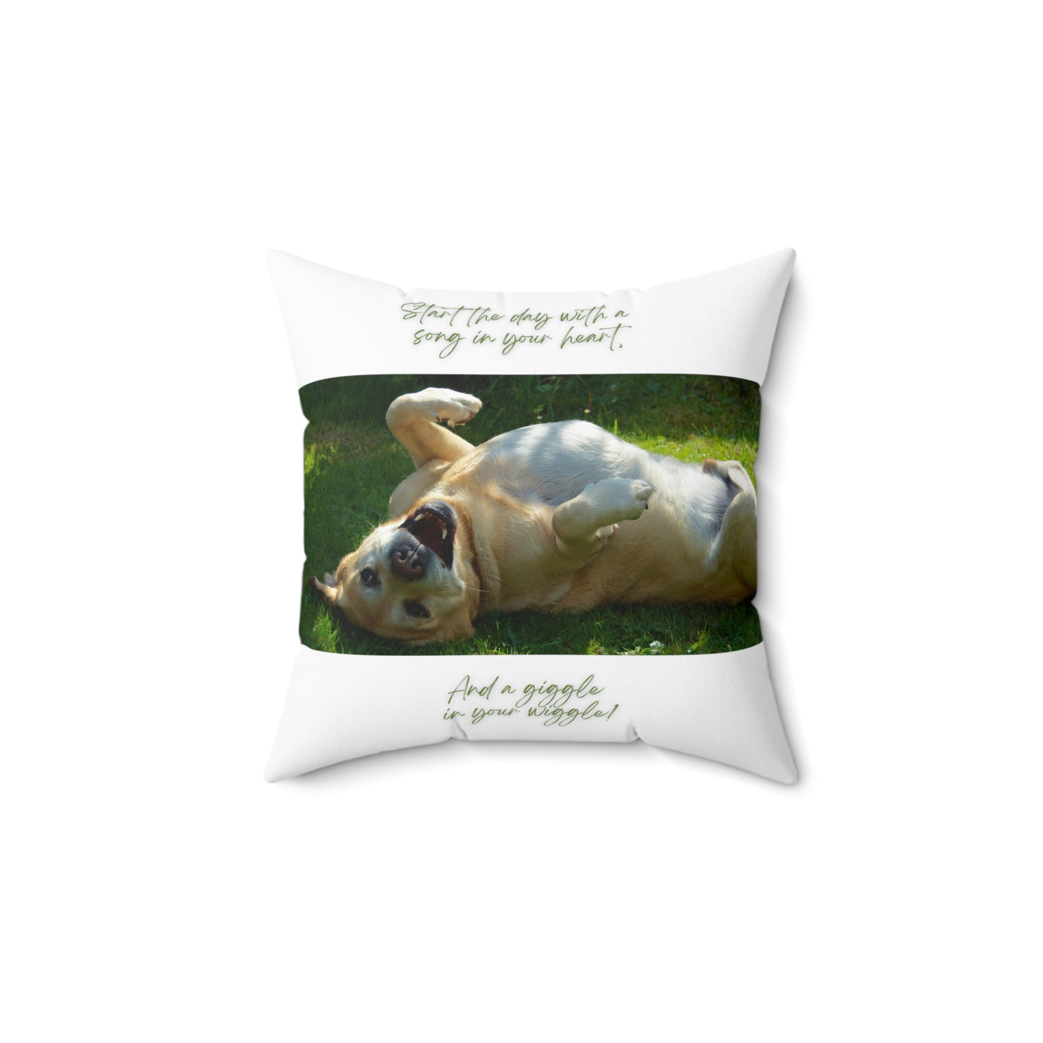 "Dog Song Heart Wiggle Giggle" Spun Polyester Square Pillow