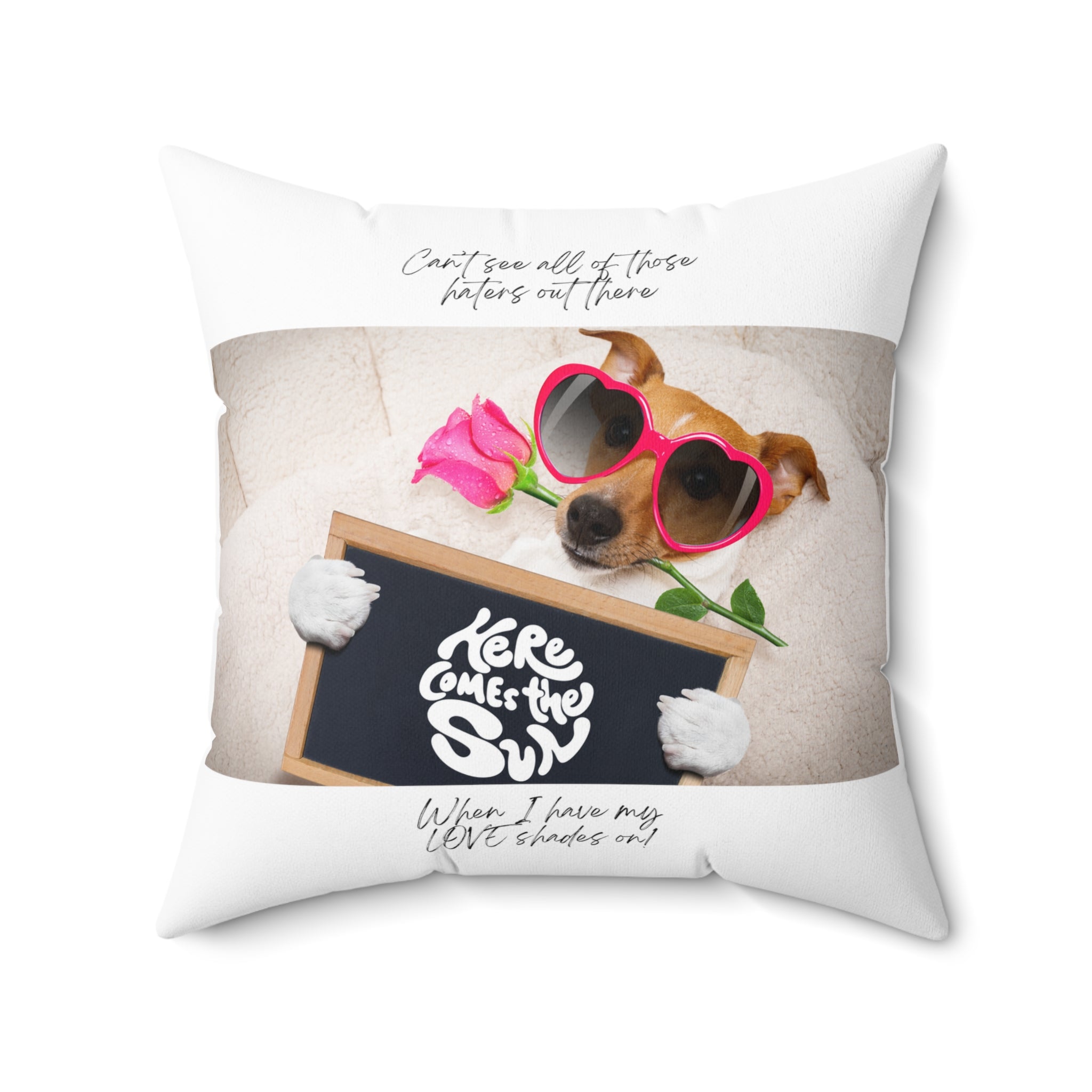 "Dog Love Shades" Spun Polyester Square Pillow