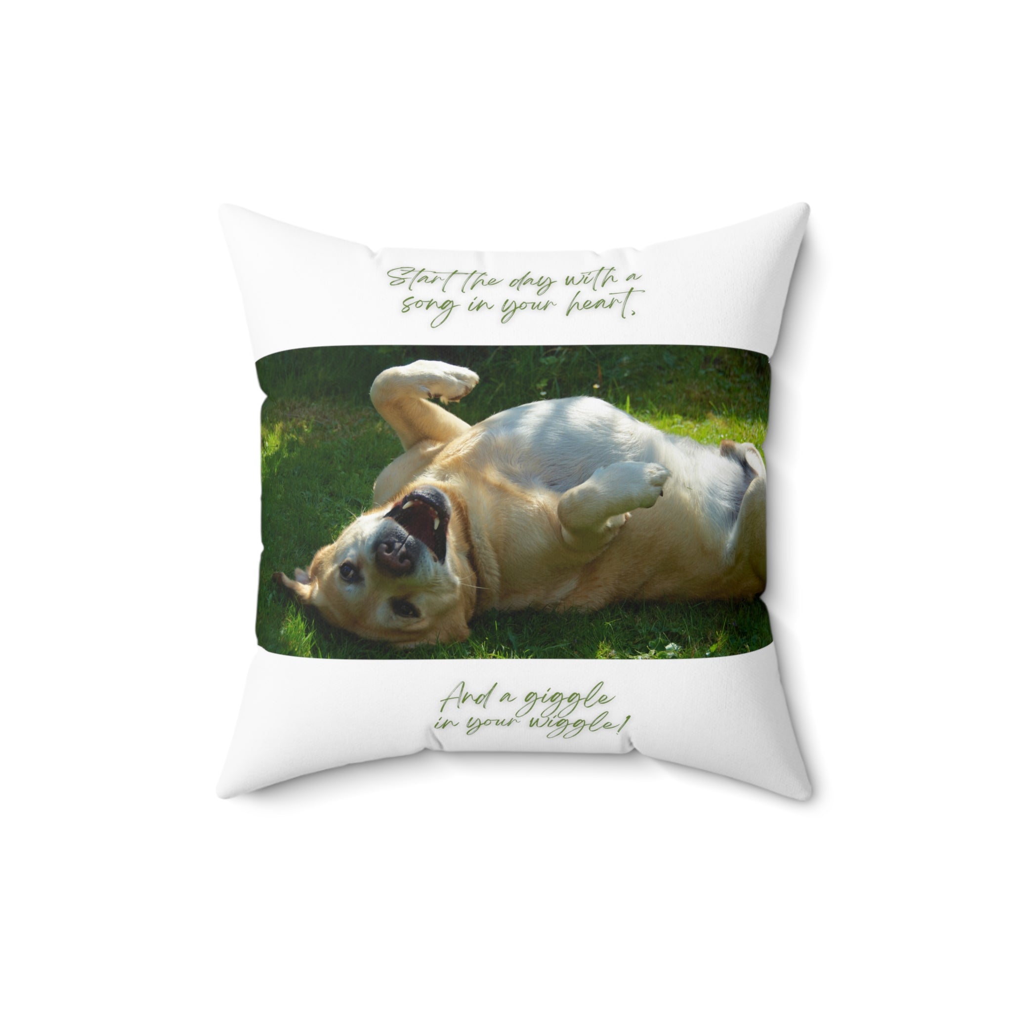 "Dog Song Heart Wiggle Giggle" Spun Polyester Square Pillow