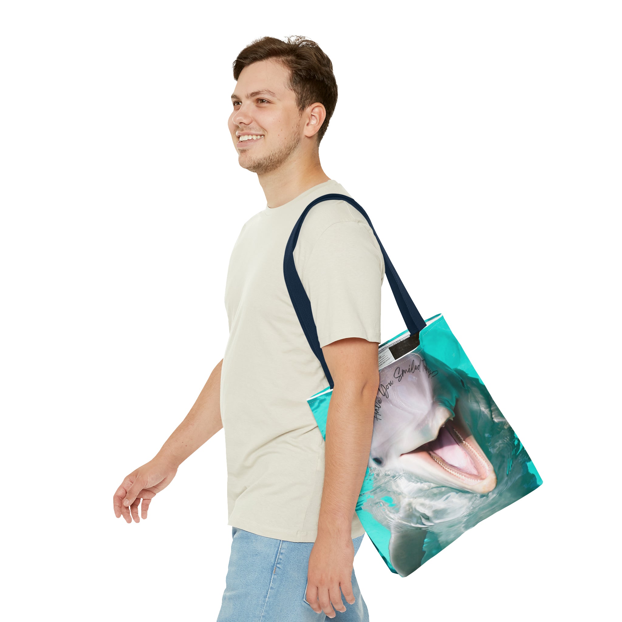 "Dolphin Smiled Today" Tote Bag (AOP)