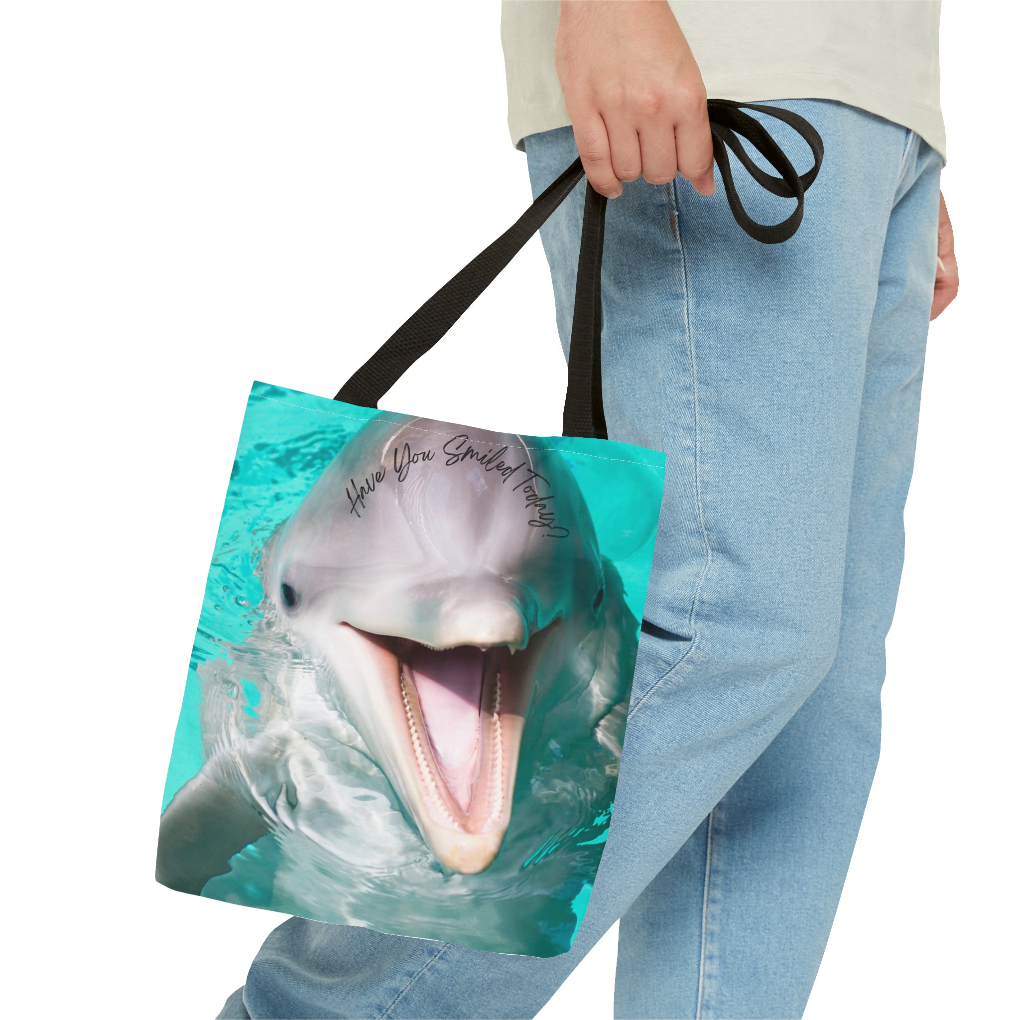 "Dolphin Smiled Today" Tote Bag (AOP)