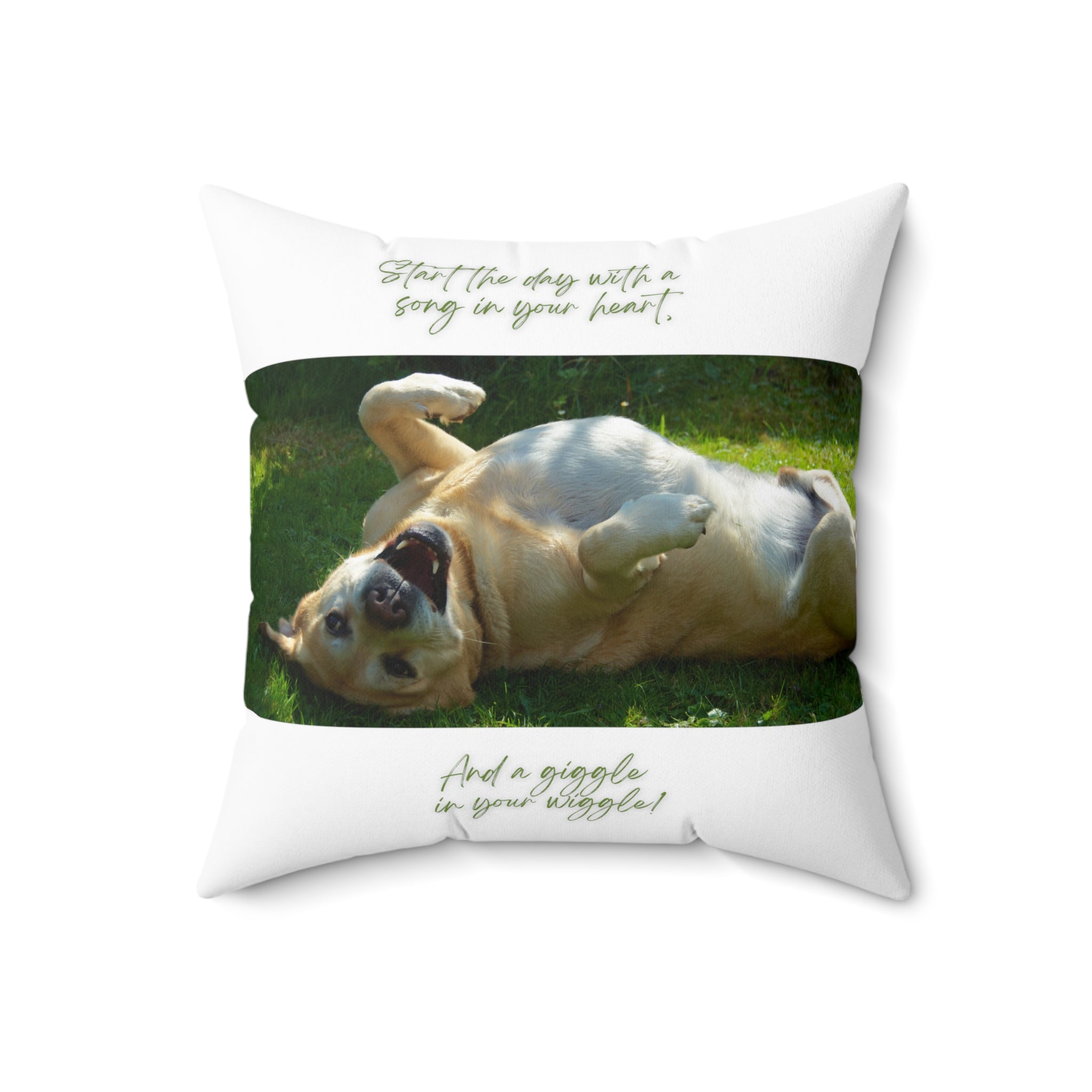 "Dog Song Heart Wiggle Giggle" Spun Polyester Square Pillow