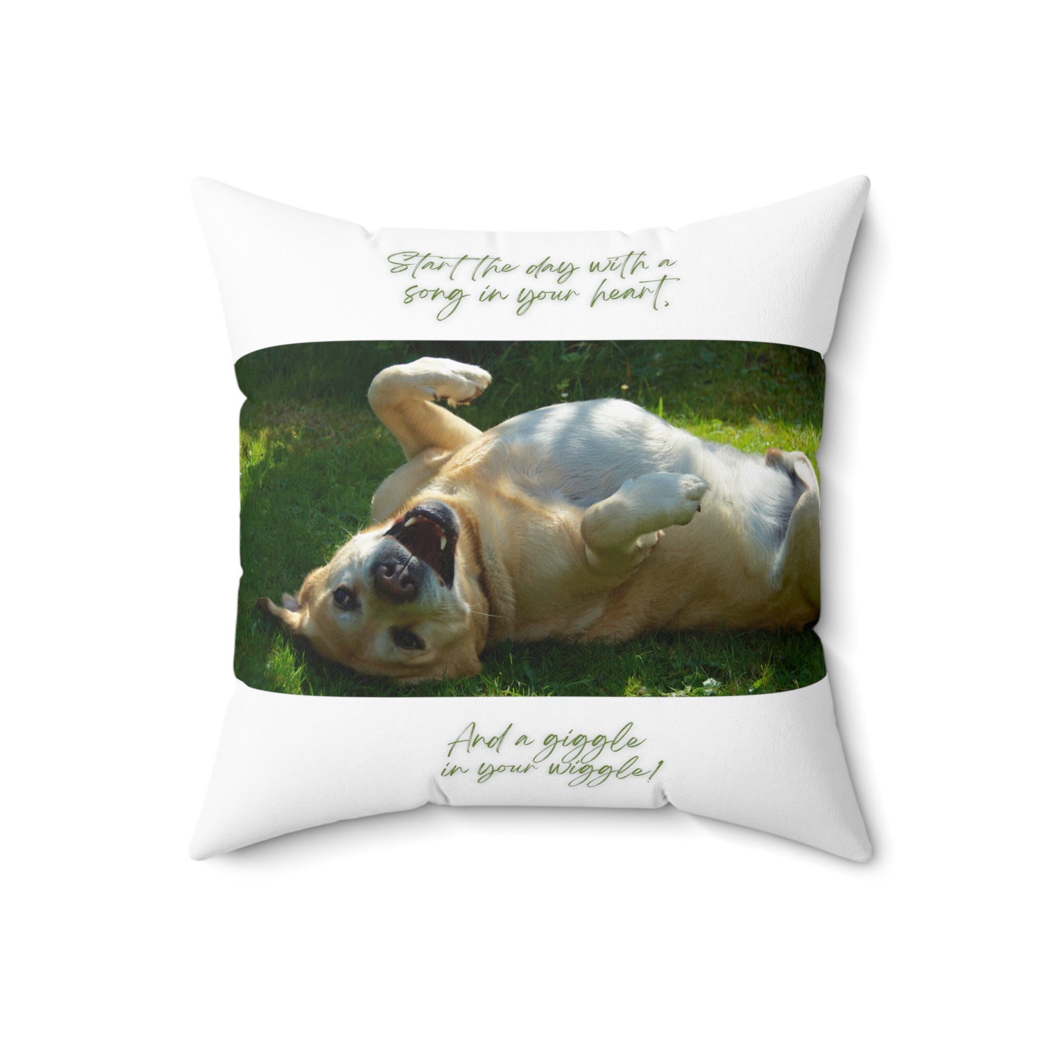 "Dog Song Heart Wiggle Giggle" Spun Polyester Square Pillow