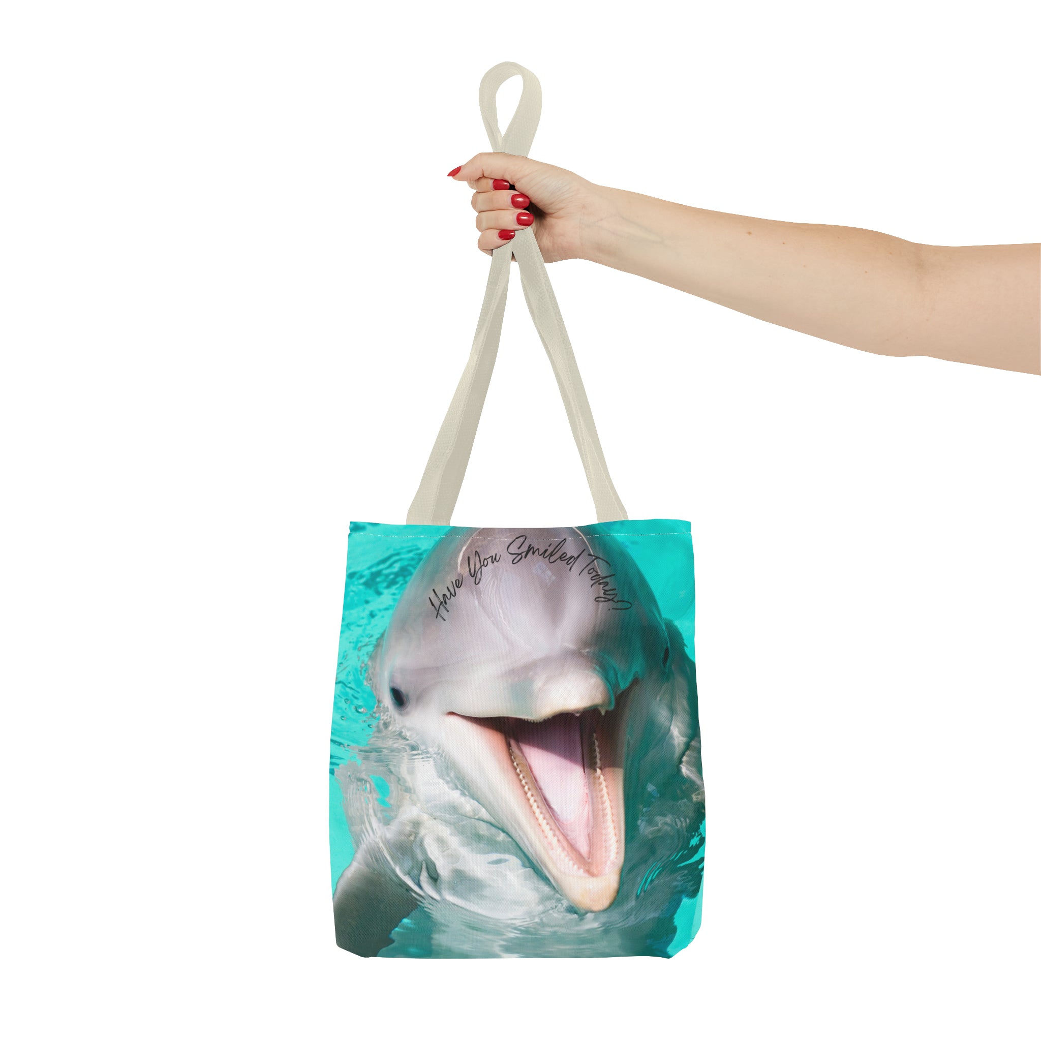 "Dolphin Smiled Today" Tote Bag (AOP)