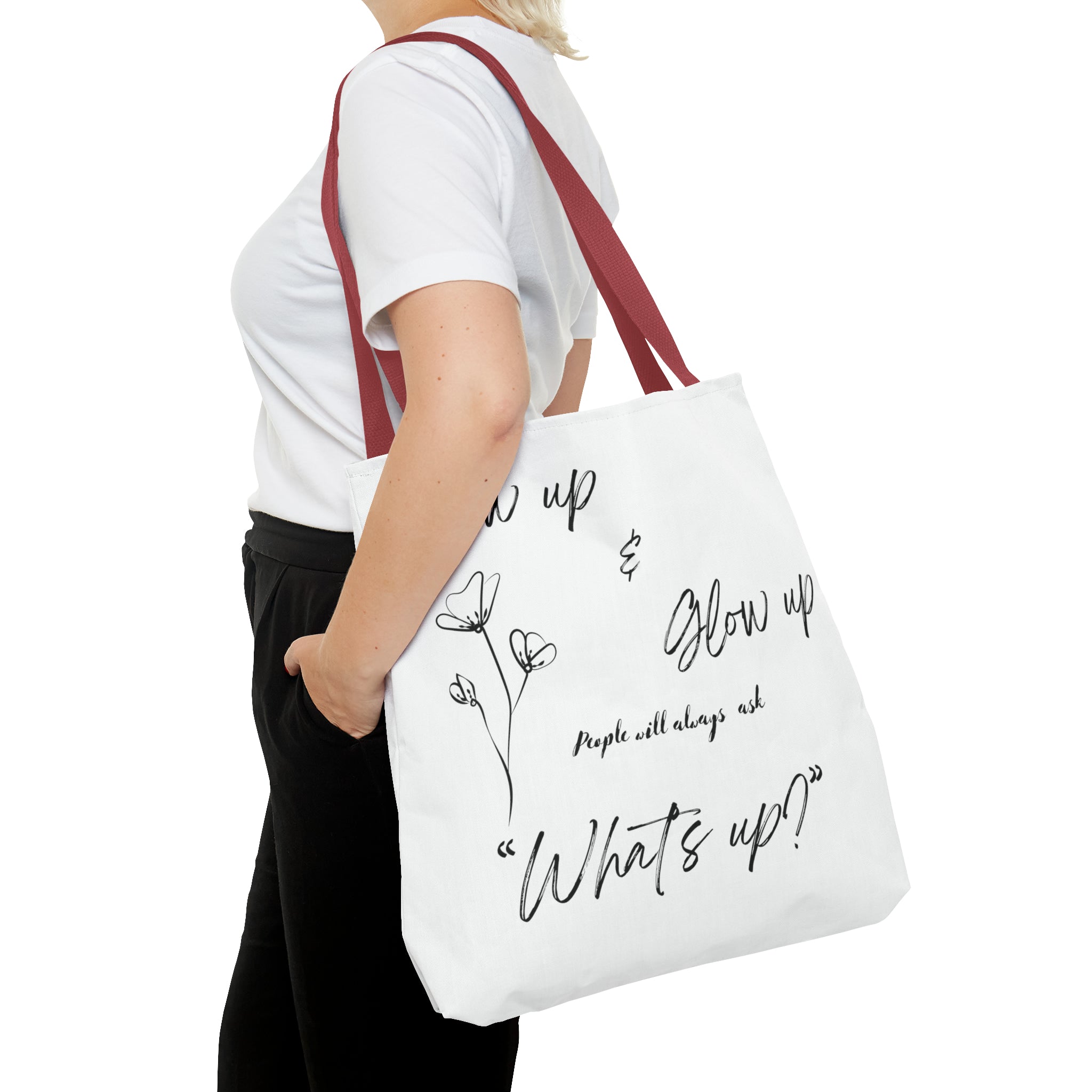 Show Up & Glow Up" Tote Bag (AOP)