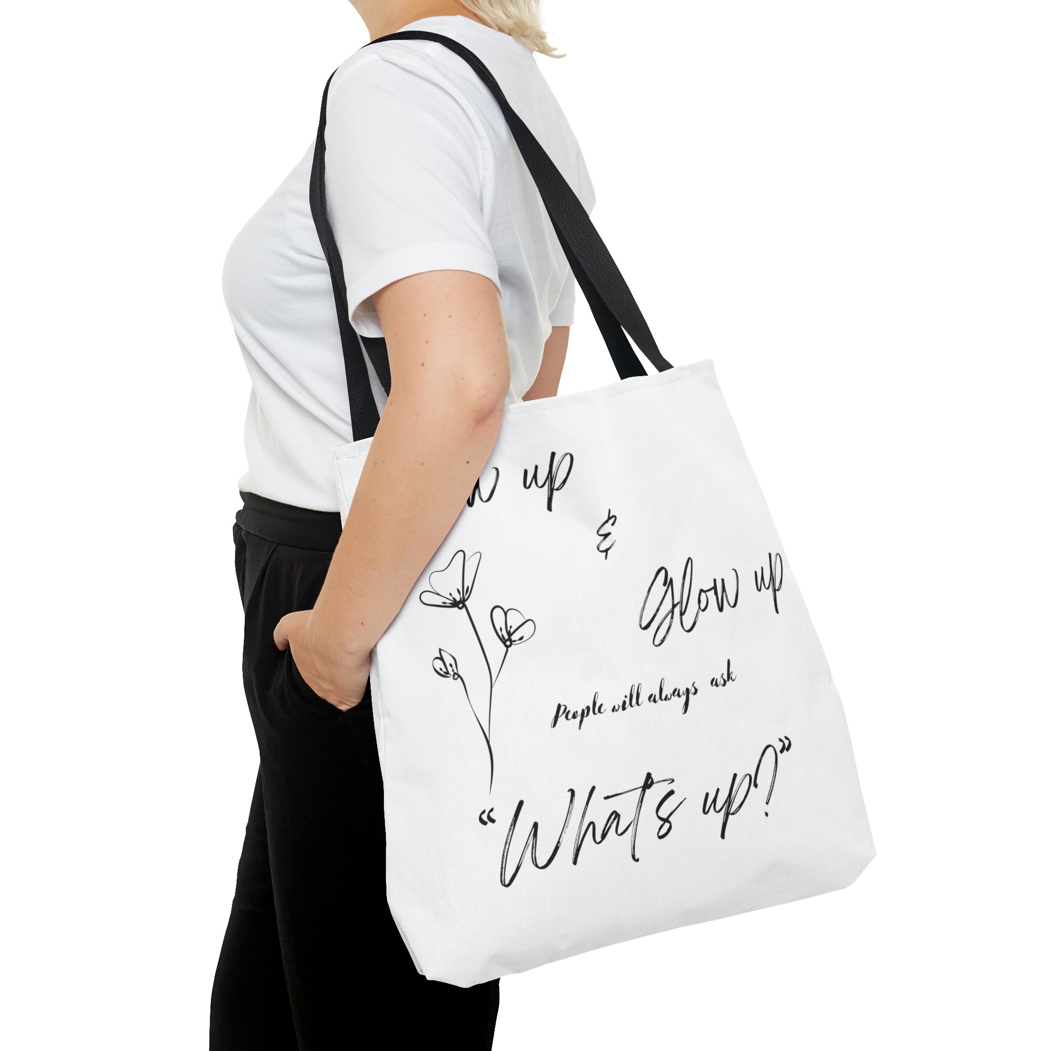 Show Up & Glow Up" Tote Bag (AOP)