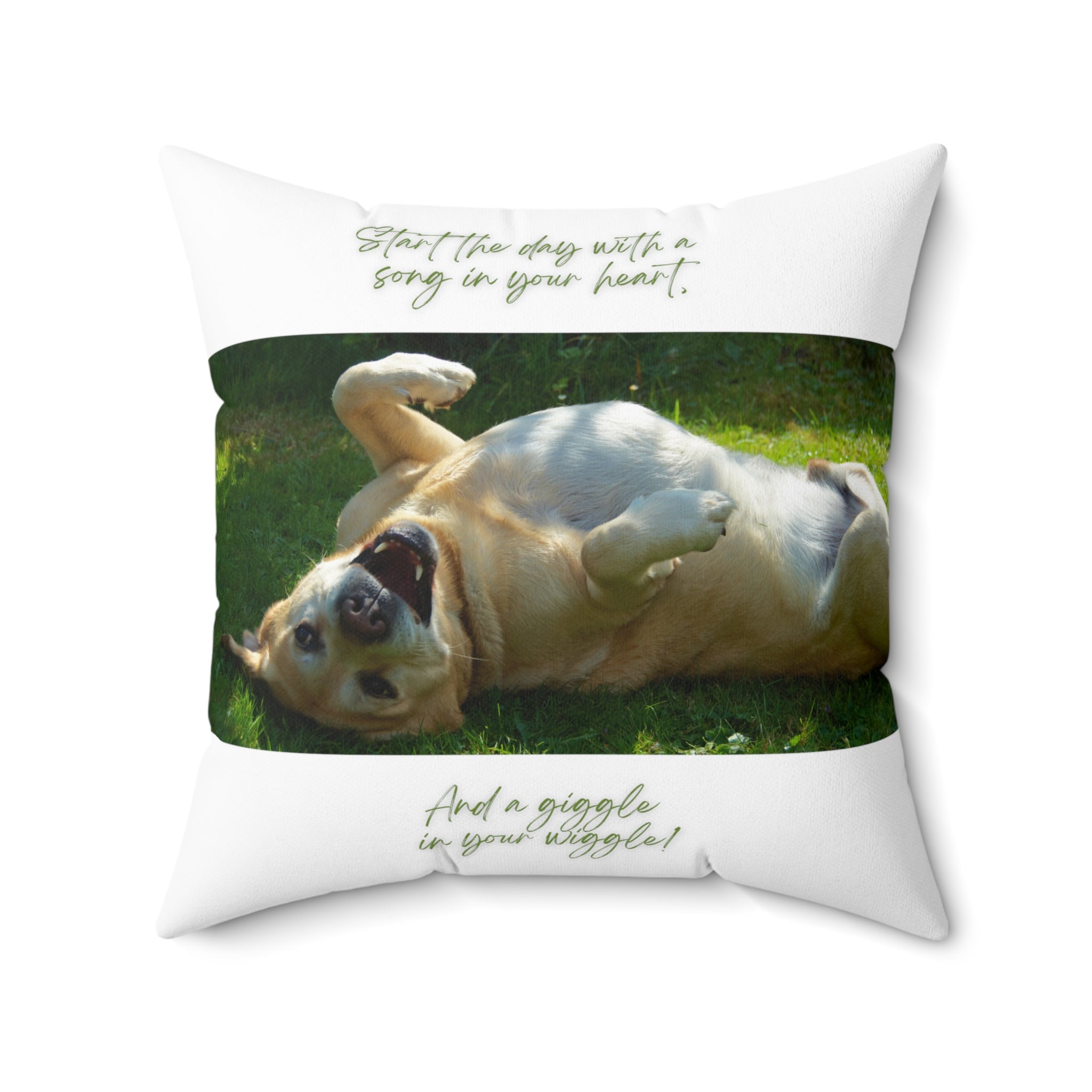 "Dog Song Heart Wiggle Giggle" Spun Polyester Square Pillow