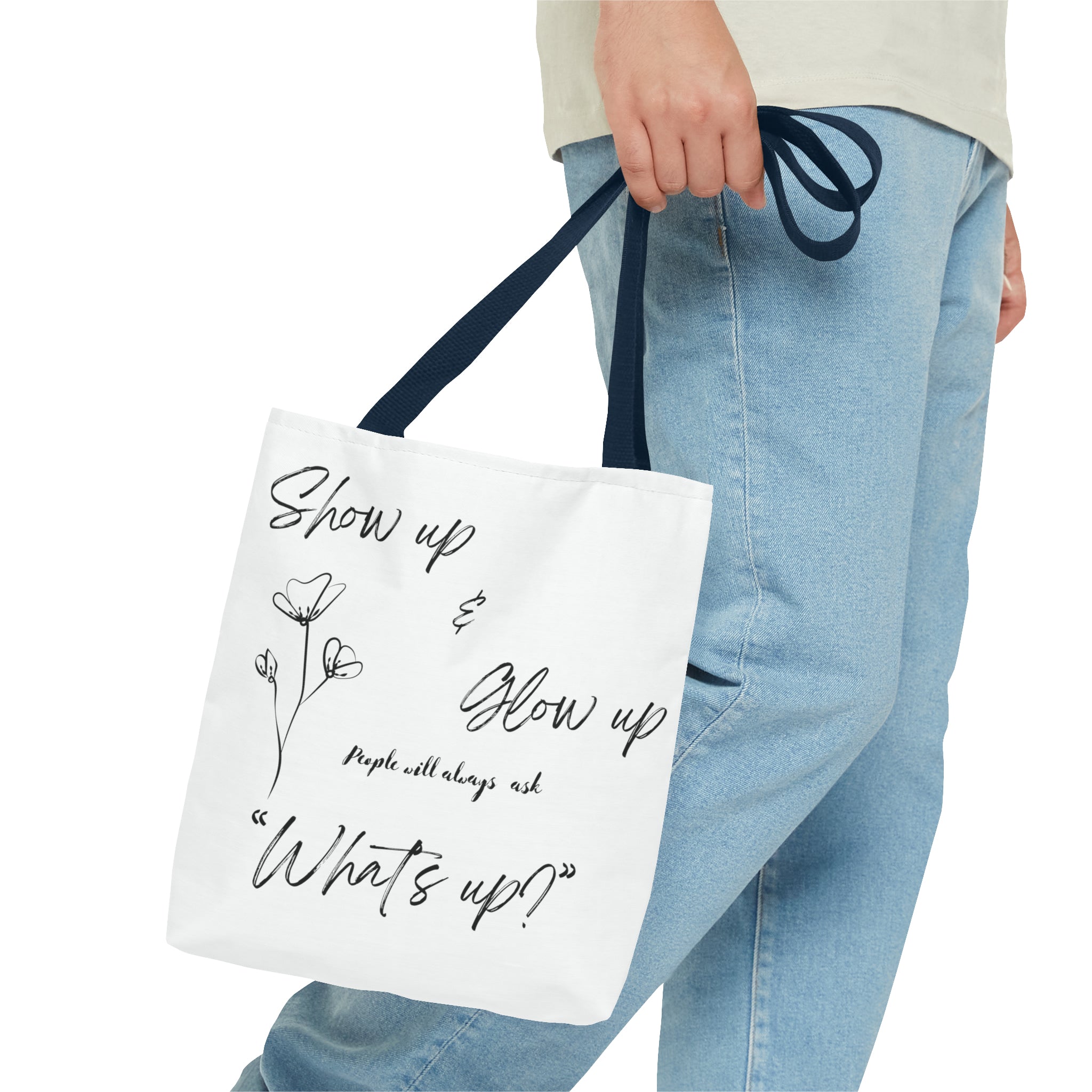 Show Up & Glow Up" Tote Bag (AOP)