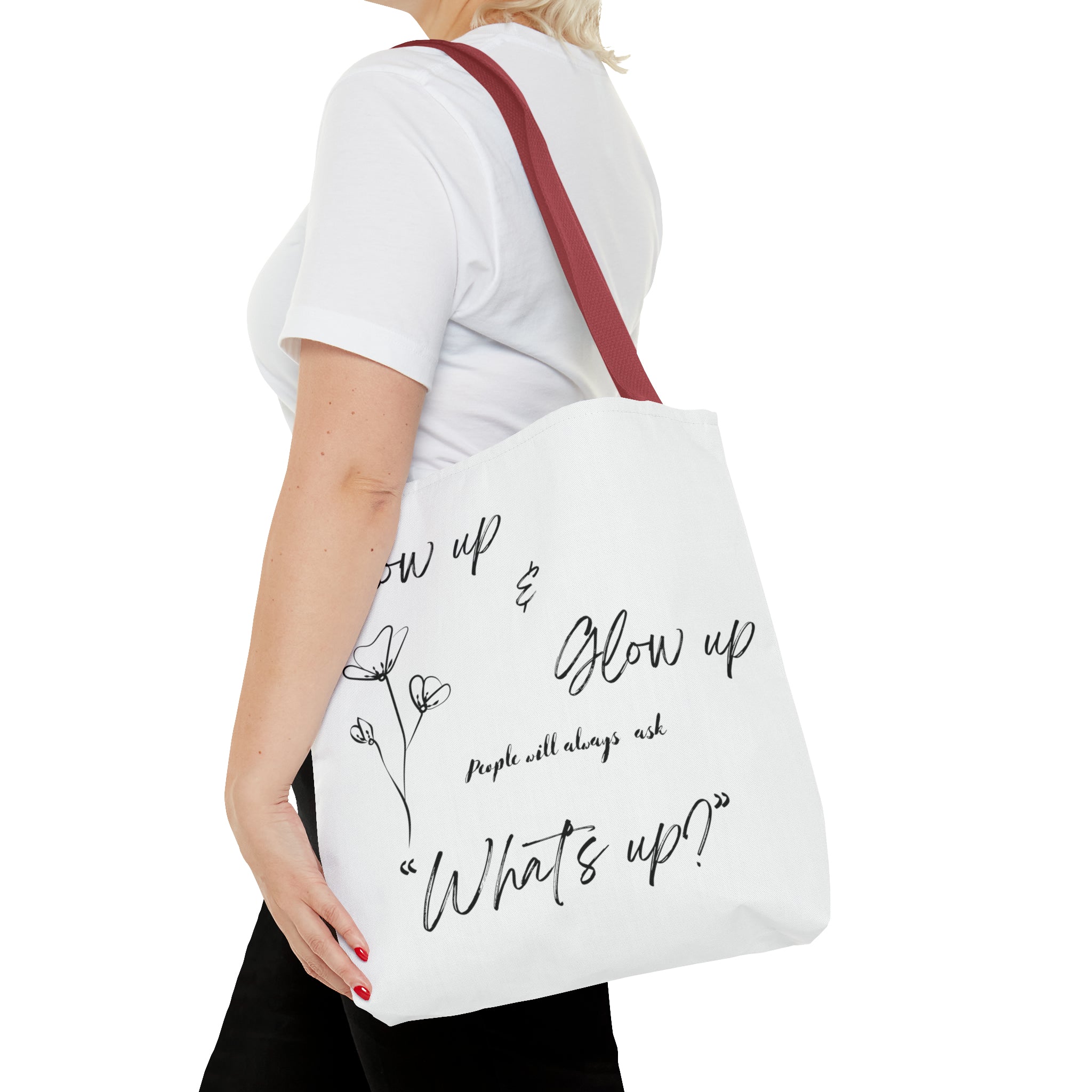 Show Up & Glow Up" Tote Bag (AOP)