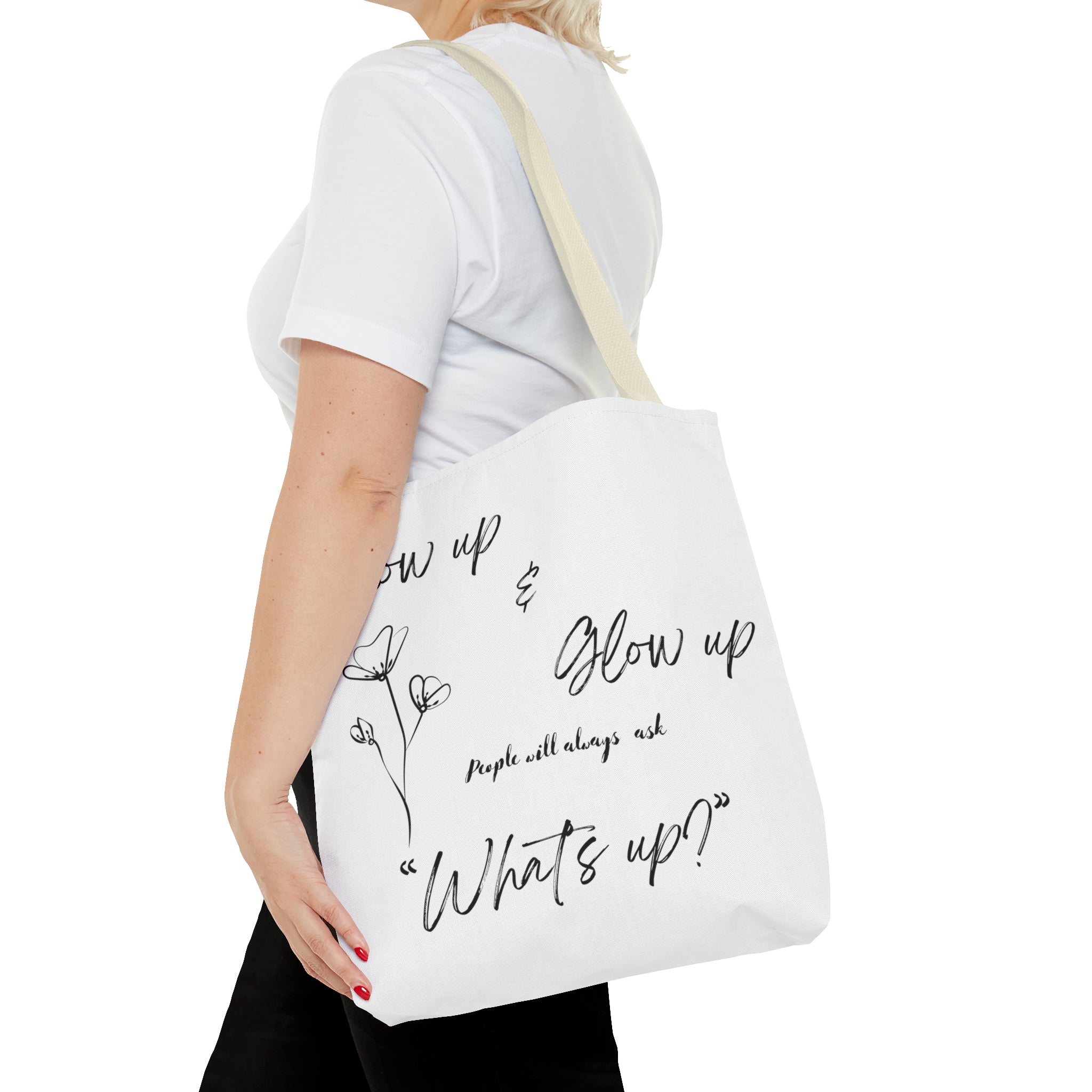 Show Up & Glow Up" Tote Bag (AOP)