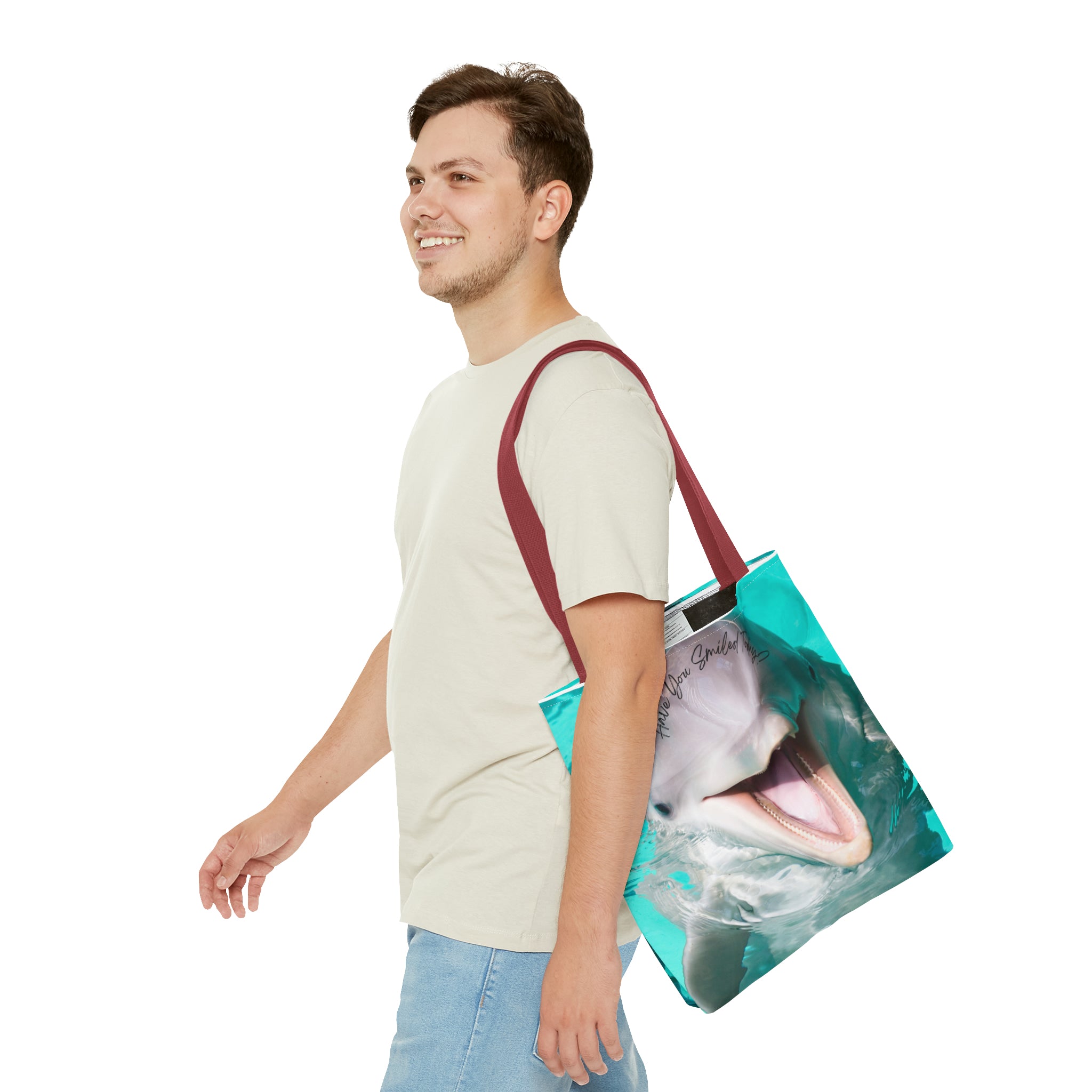 "Dolphin Smiled Today" Tote Bag (AOP)