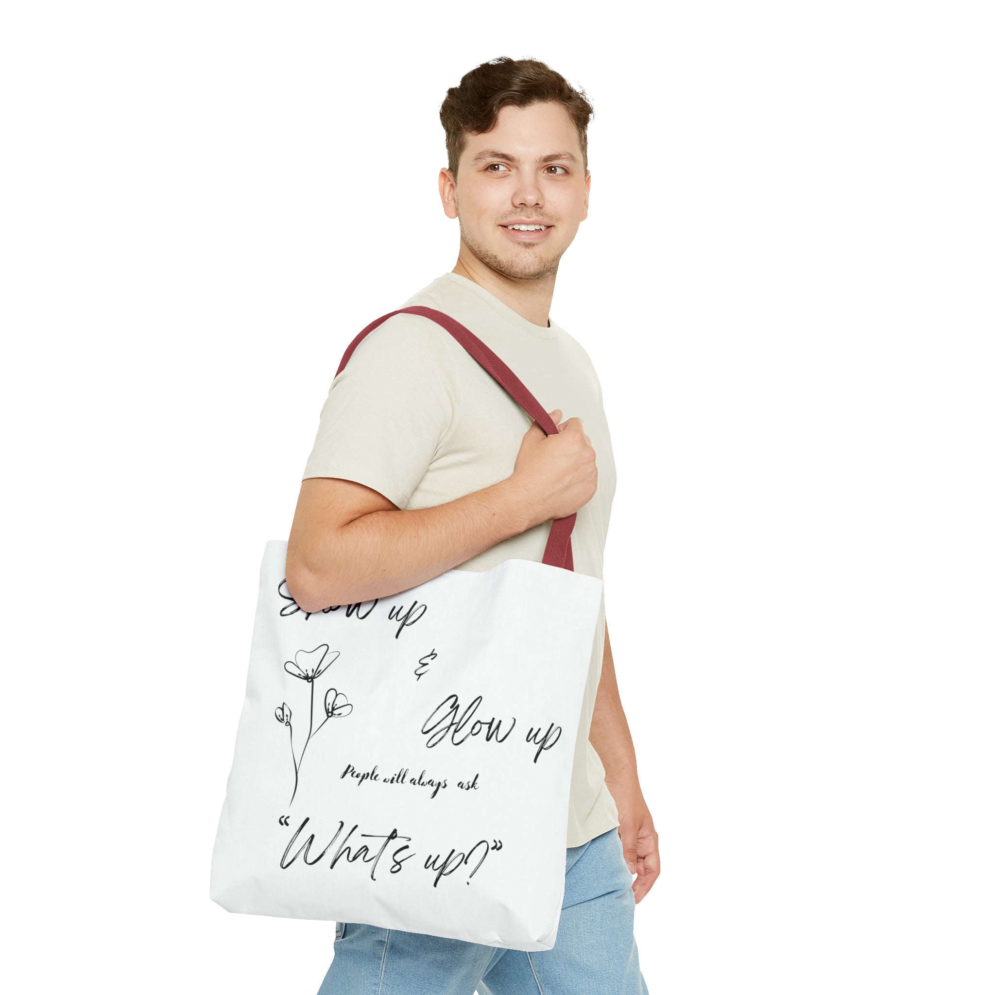 Show Up & Glow Up" Tote Bag (AOP)