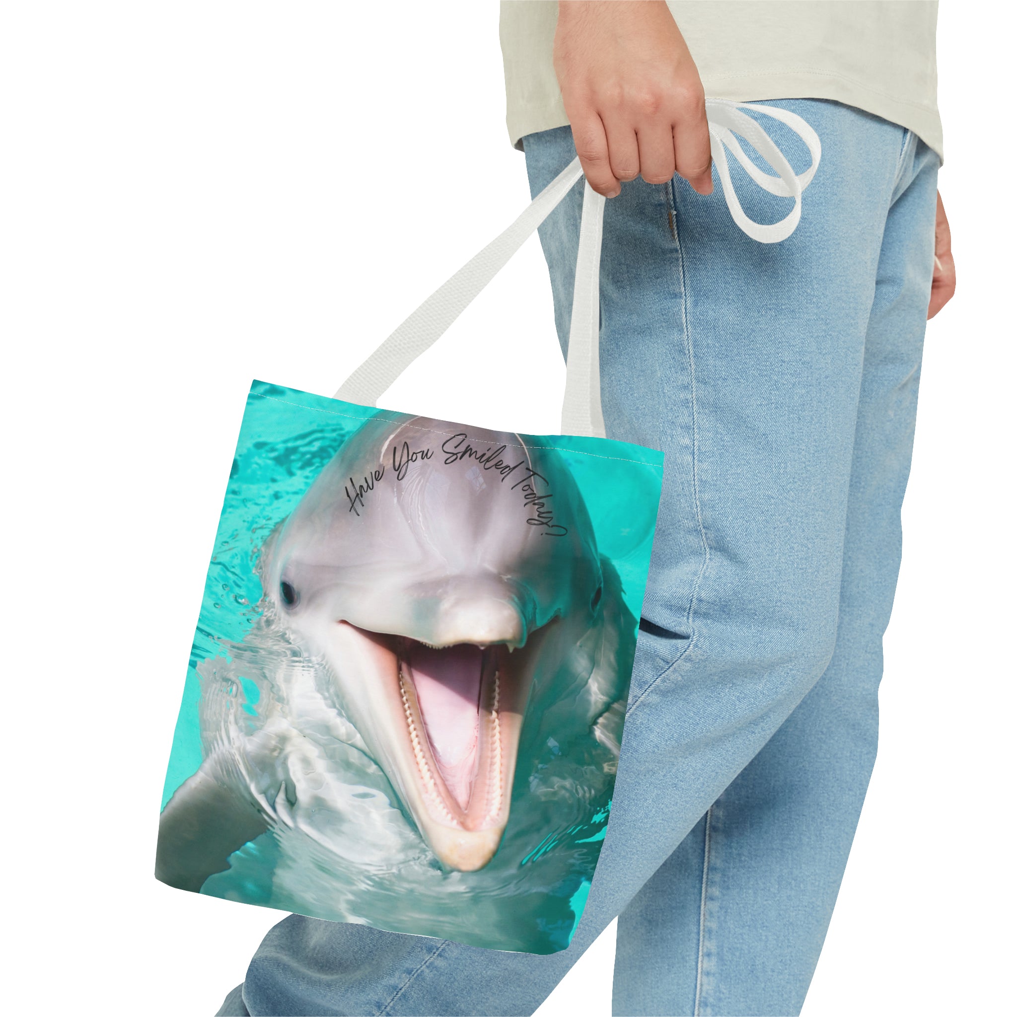 "Dolphin Smiled Today" Tote Bag (AOP)