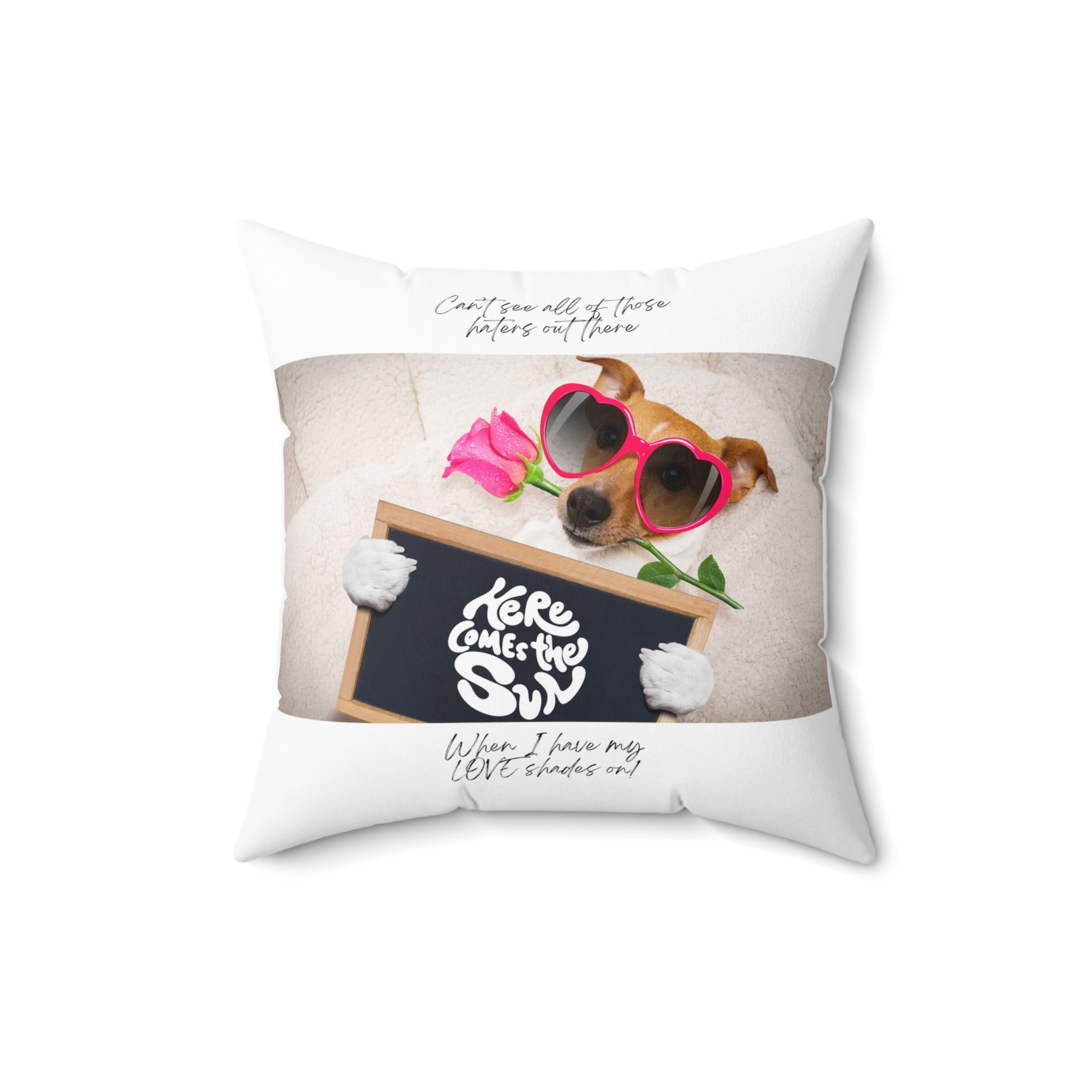 "Dog Love Shades" Spun Polyester Square Pillow