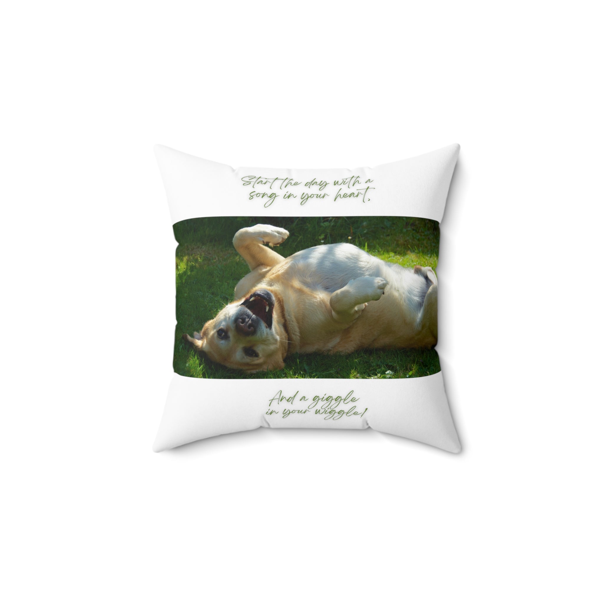 "Dog Song Heart Wiggle Giggle" Spun Polyester Square Pillow
