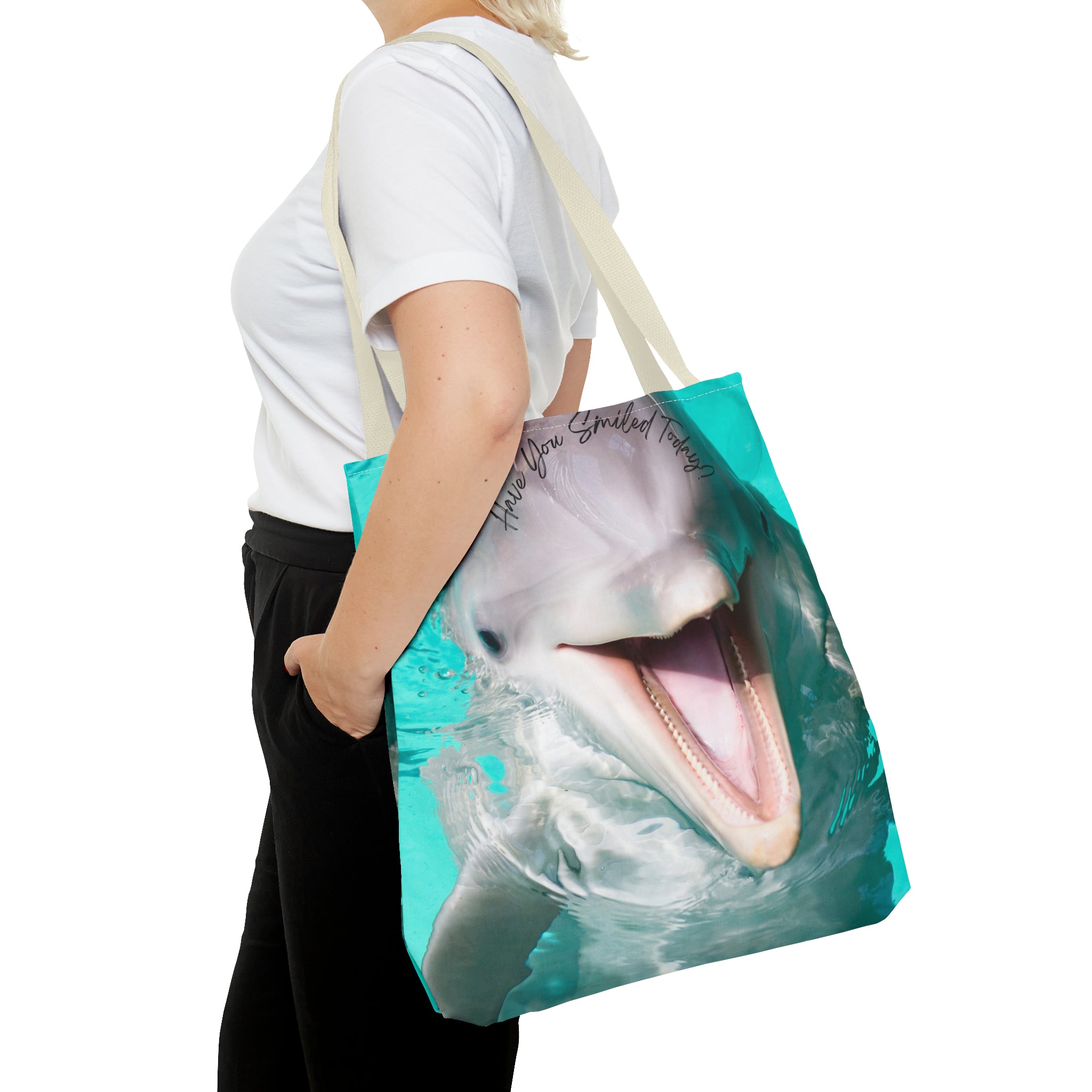 "Dolphin Smiled Today" Tote Bag (AOP)