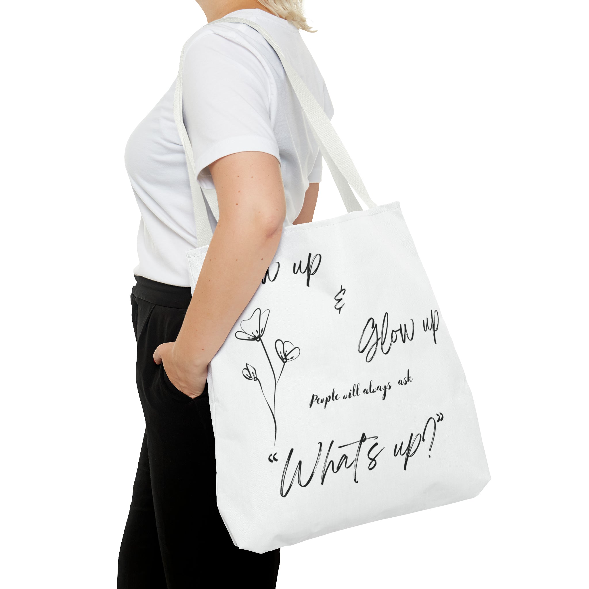 Show Up & Glow Up" Tote Bag (AOP)