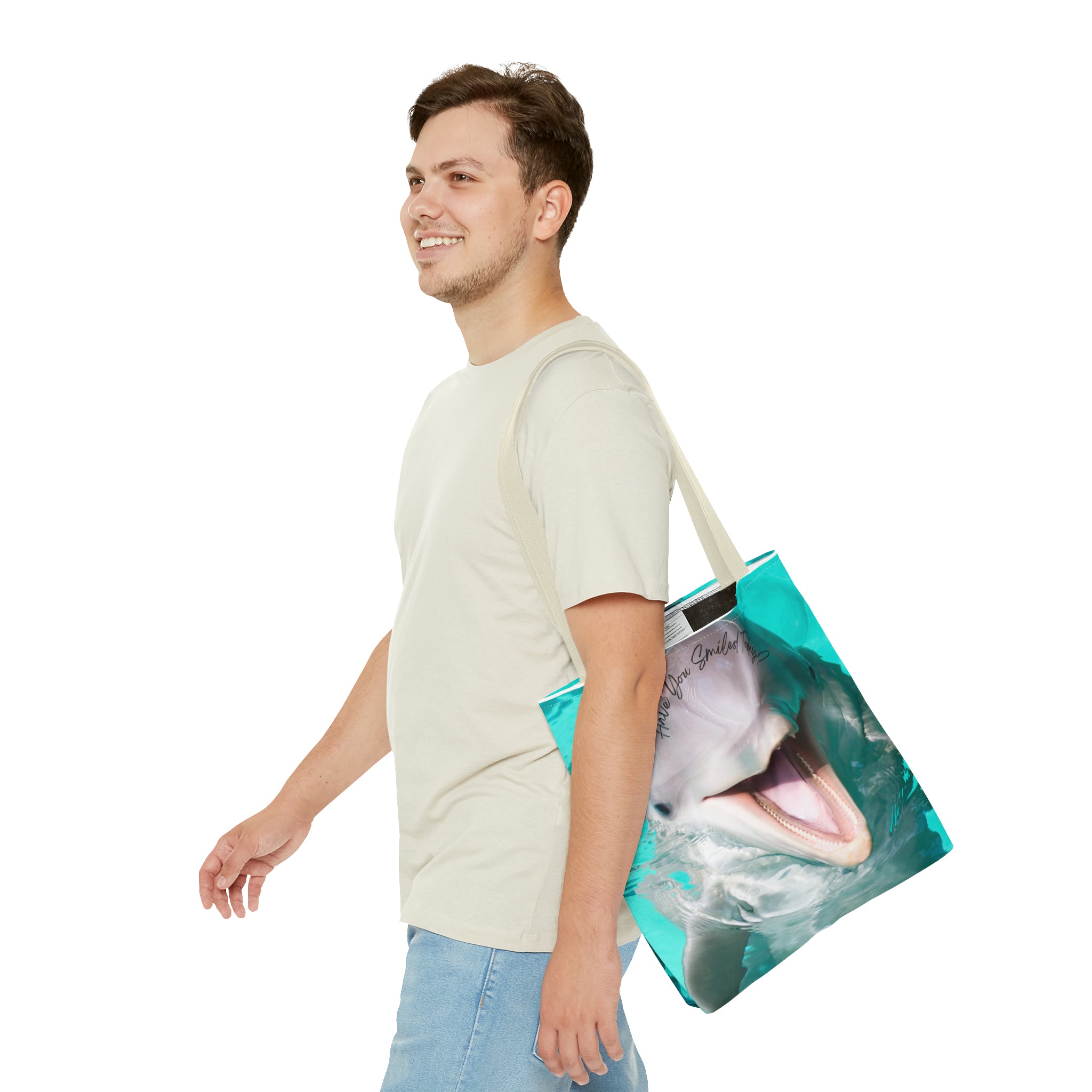 "Dolphin Smiled Today" Tote Bag (AOP)