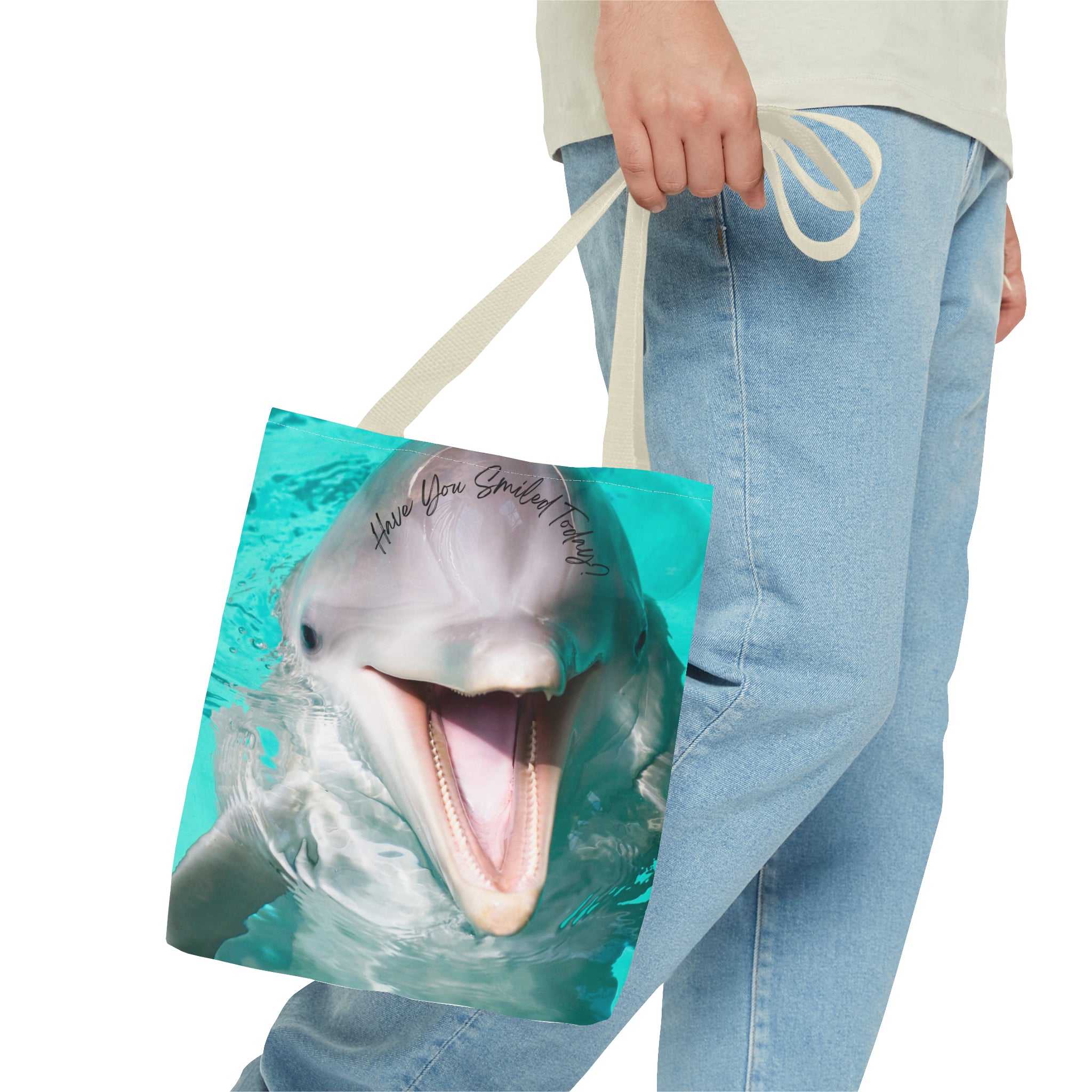 "Dolphin Smiled Today" Tote Bag (AOP)