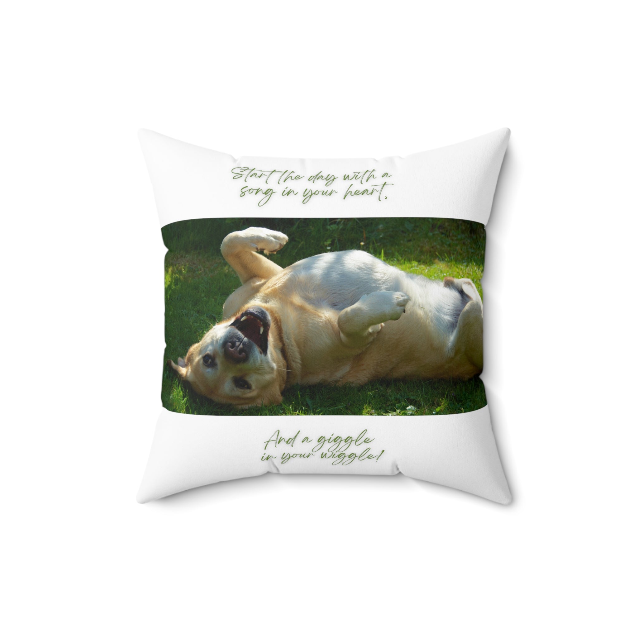 "Dog Song Heart Wiggle Giggle" Spun Polyester Square Pillow